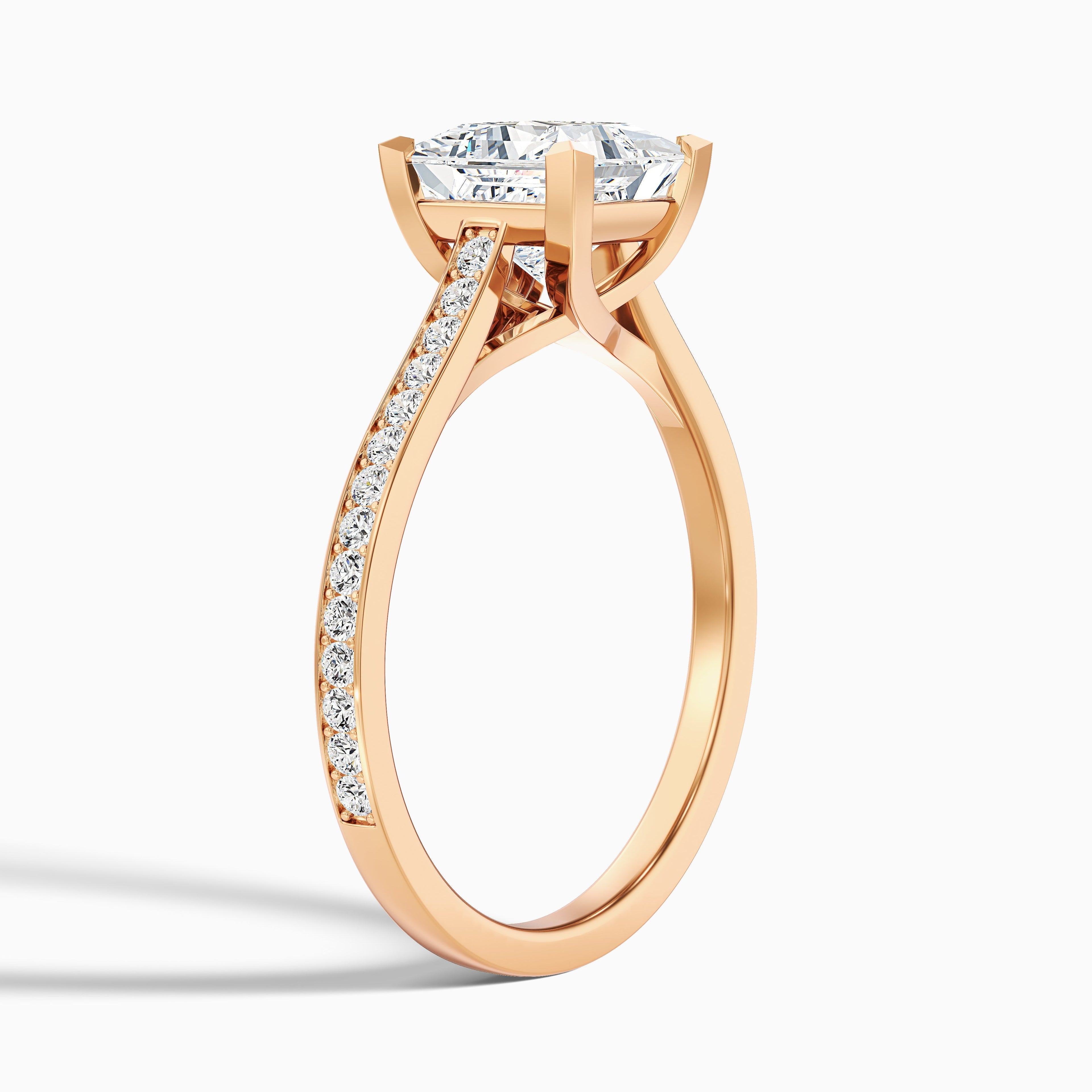 Asta 3 Carat Princess Cut Side Stone Pave Lab Grown Diamond Ring in 14k White Gold