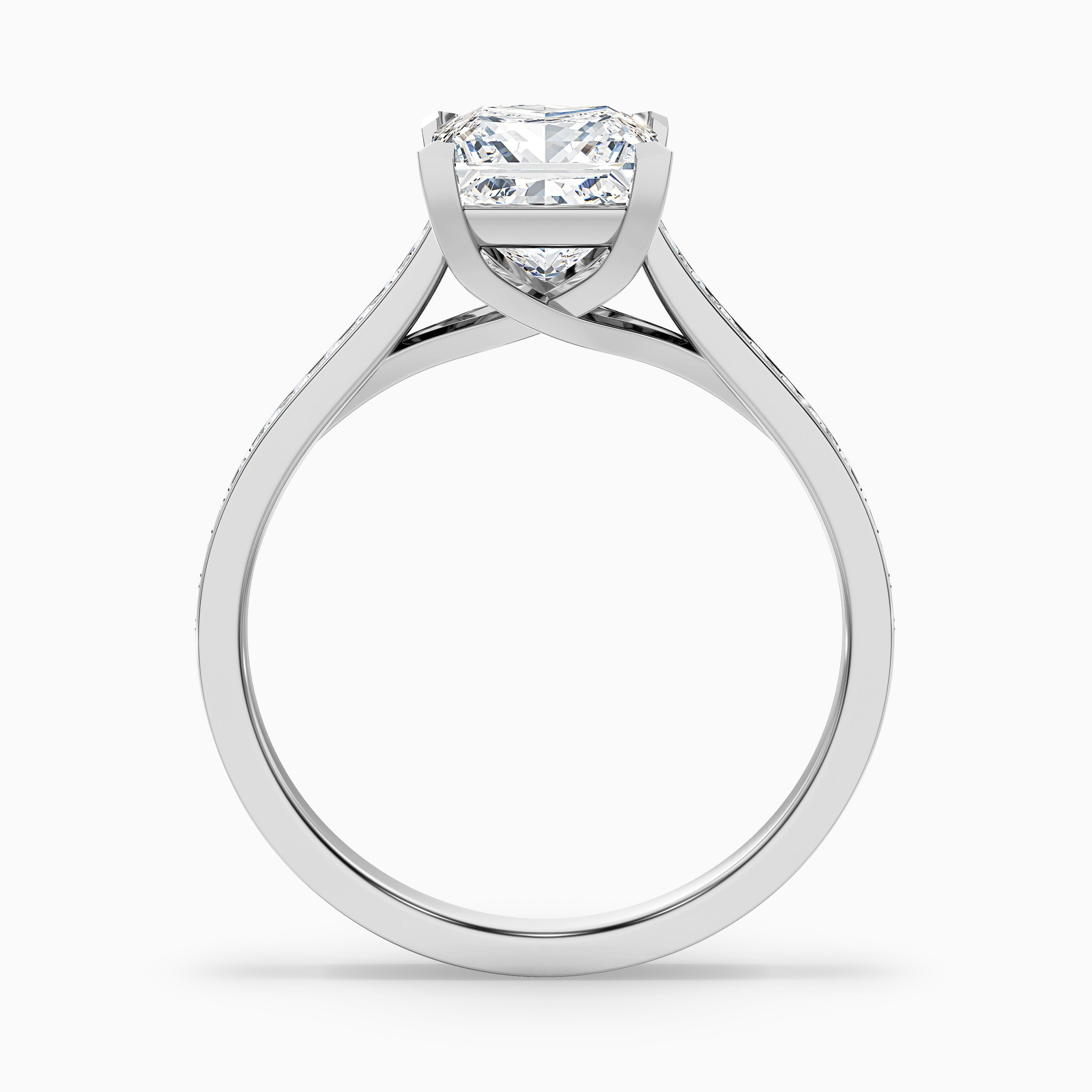Asta 2.5 Carat Princess Cut Side Stone Pave Lab Grown Diamond Ring in 925 Sterling Silver