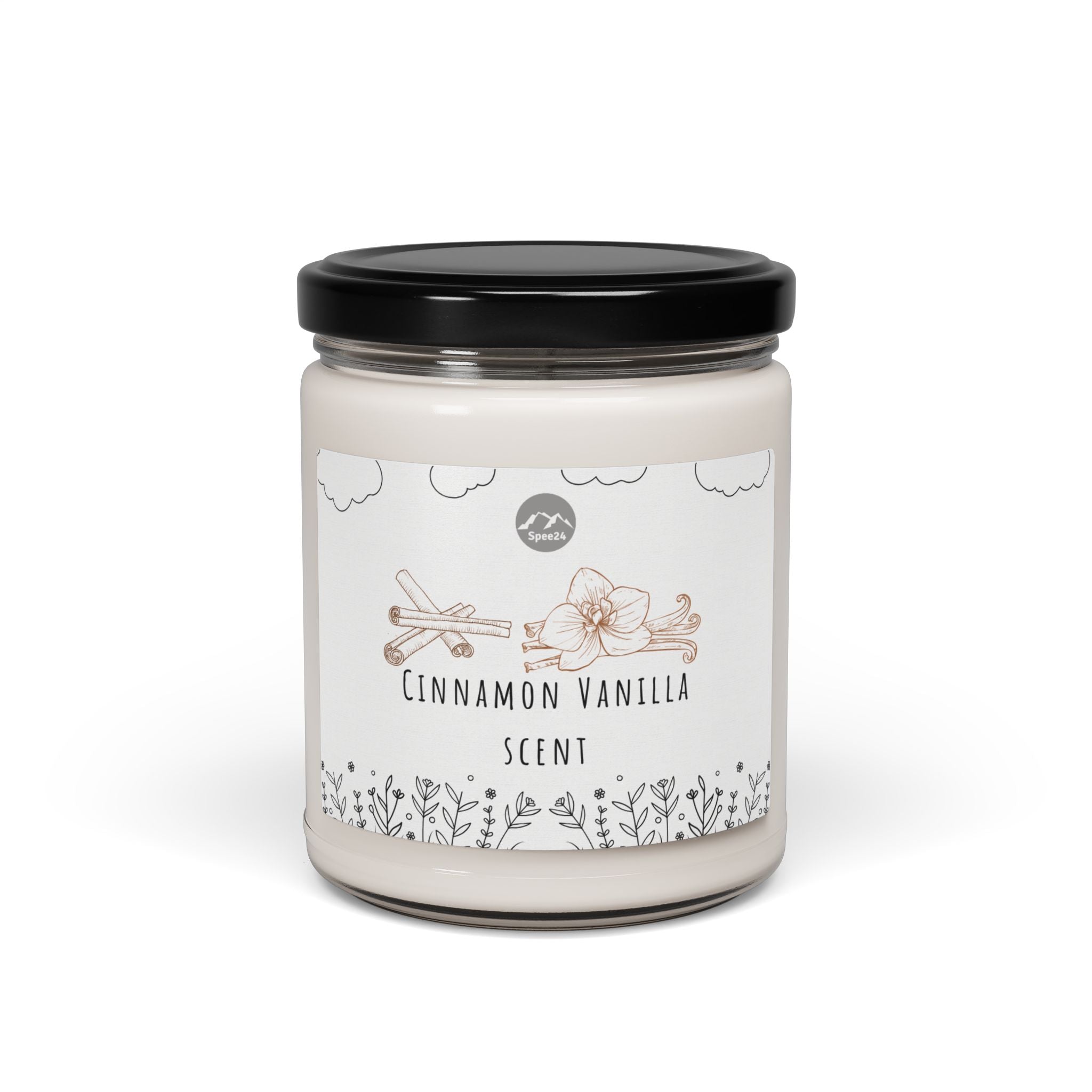 Cinnamon Vanilla Soy Candle - Relaxing Home Decor, Eco-Friendly Gift, Aromatherapy, Scented Candle, Handmade Candle-- 9oz by Spee24, LLC