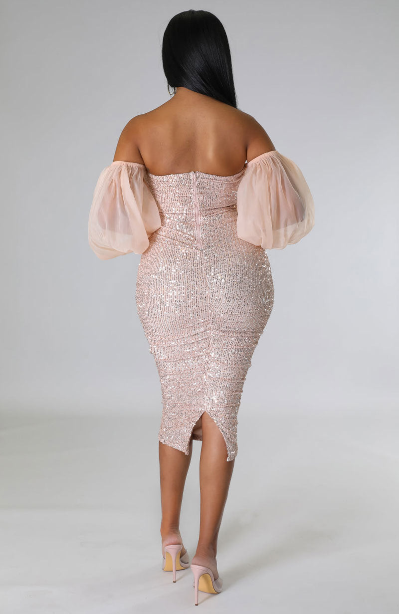 Women Clothing Sexy French Long Sleeve Dress Slim Fit Sequin Hip Tight Sexy by Ragazza