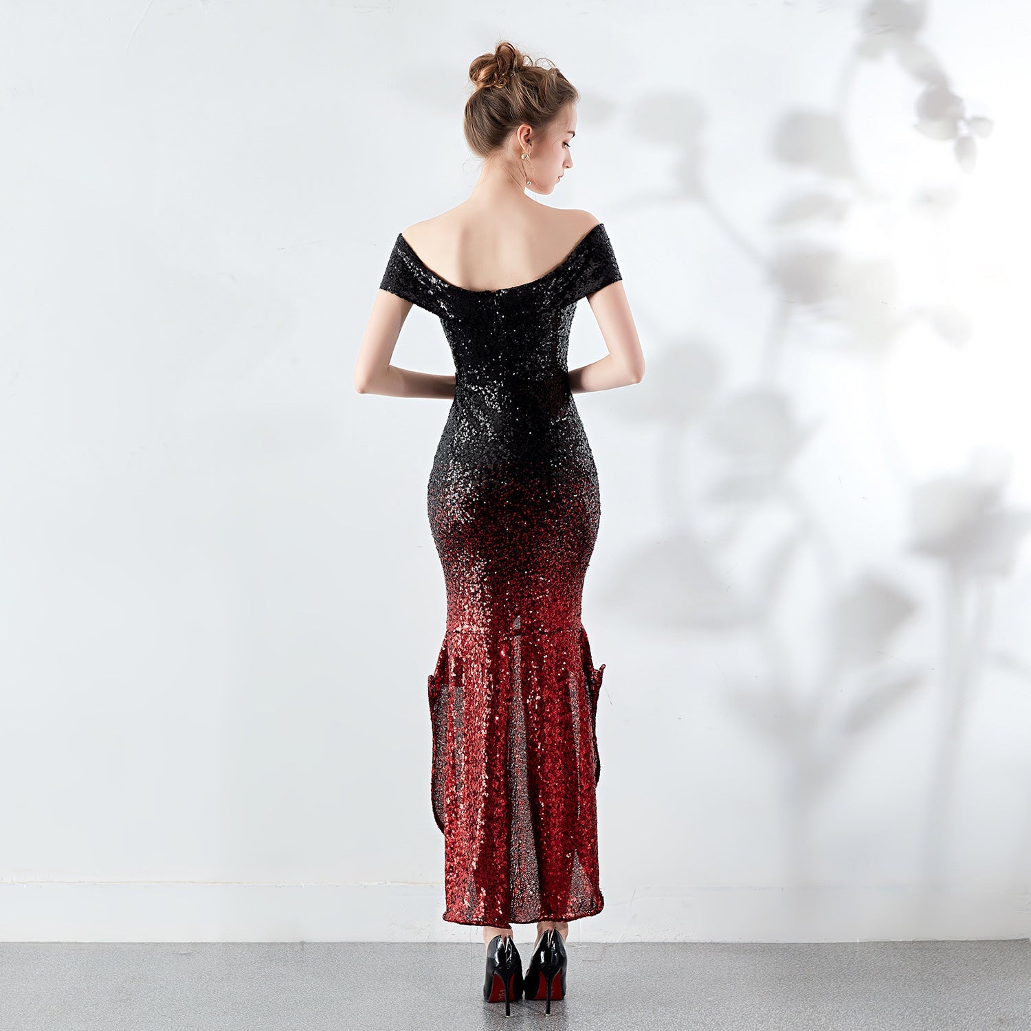 Wrapped Chest See through L Gradient Sequin Sheath Sexy Dress Wedding Cocktail Party Gift by Ragazza