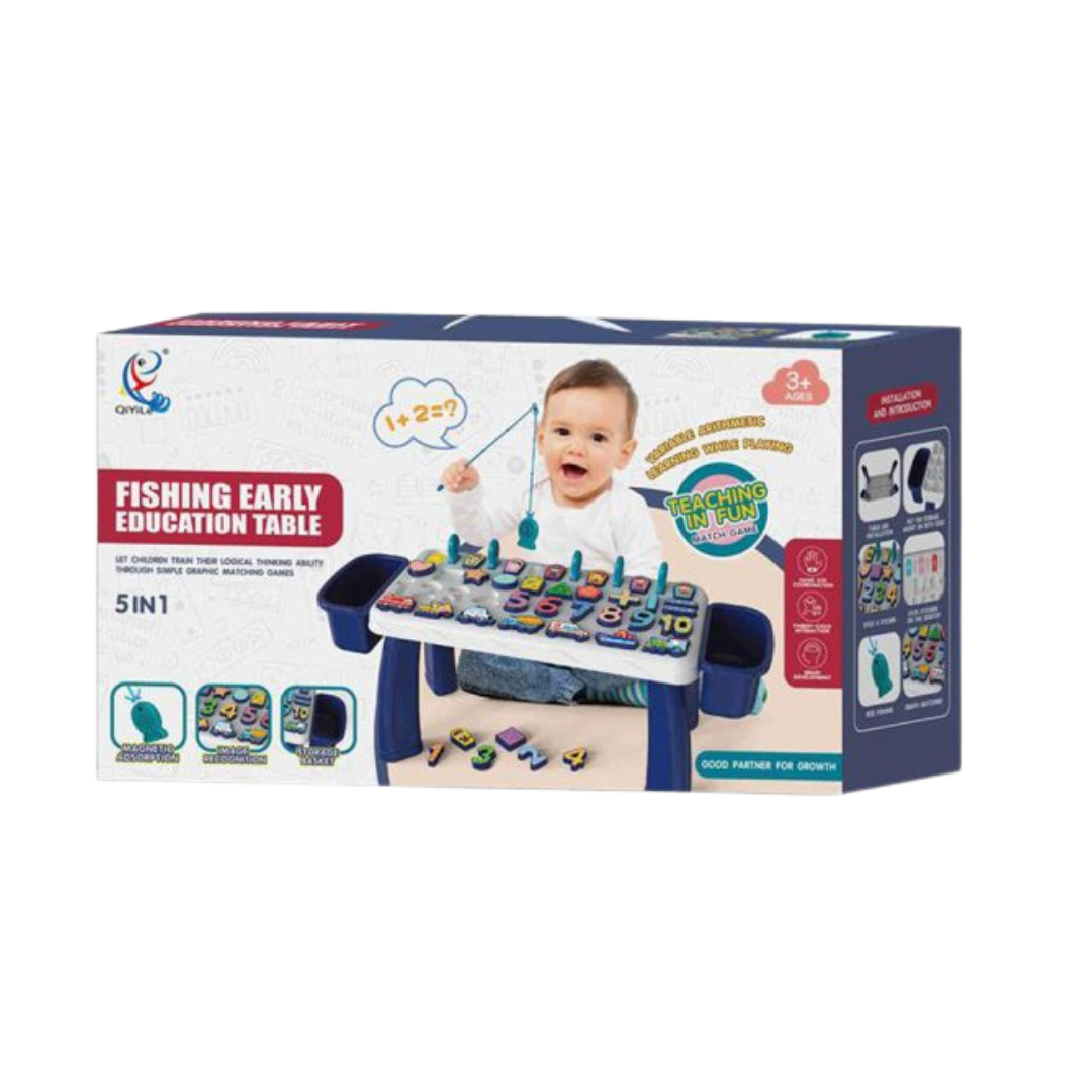 Qiyile 5-in-1 Fishing Early Education Table & Magnetic Game (Blue/White) by Farmacias Savia