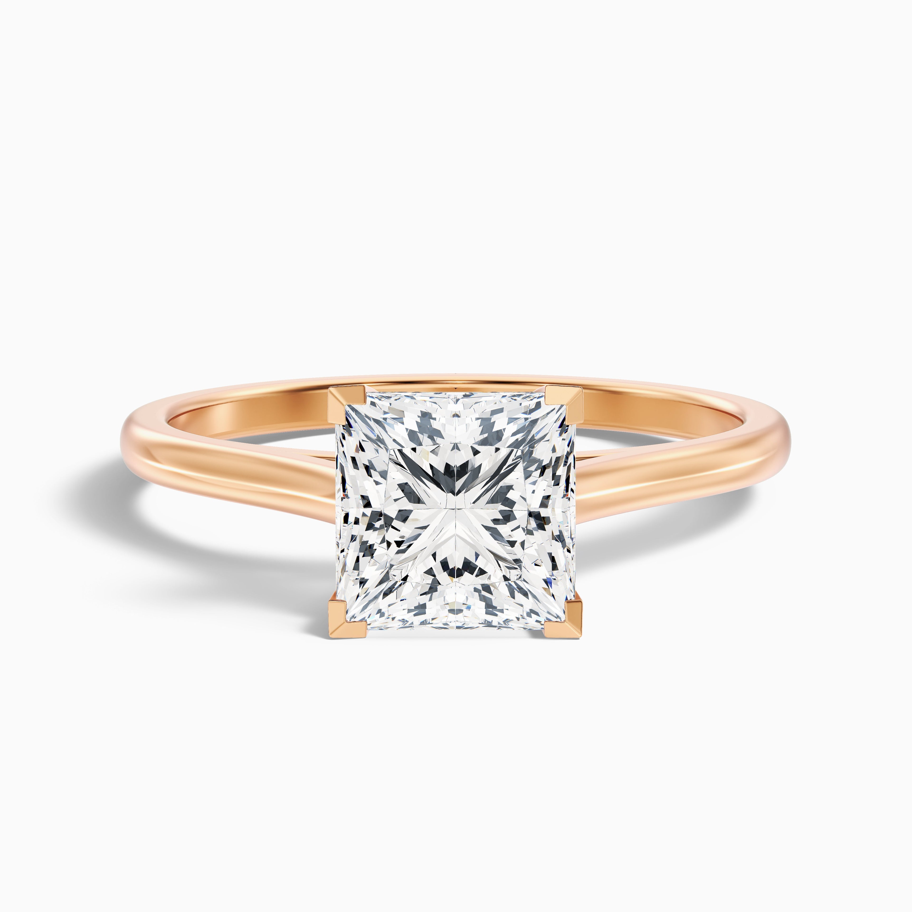 Lux 5.5 Carat Princess Cut Solitaire Moissanite Engagement Ring in 18k Rose Gold