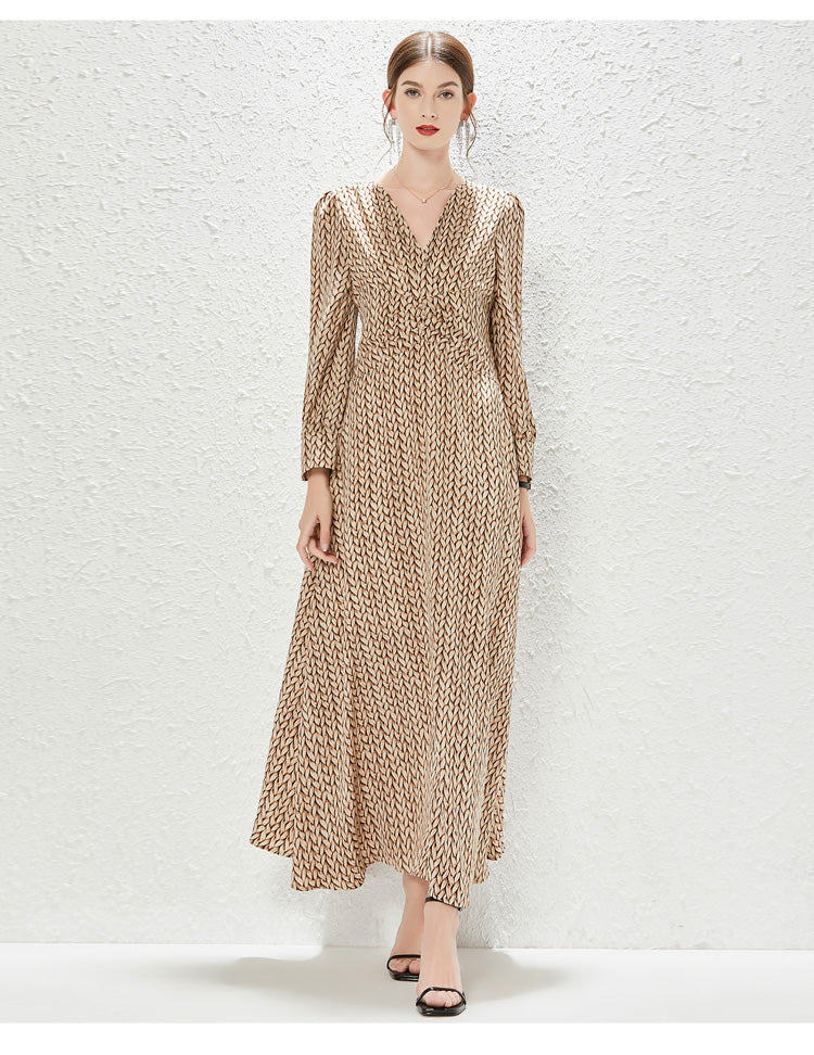 Real Shot New Temperament Goddess Printed Waist Length Dress French Dress by Ragazza