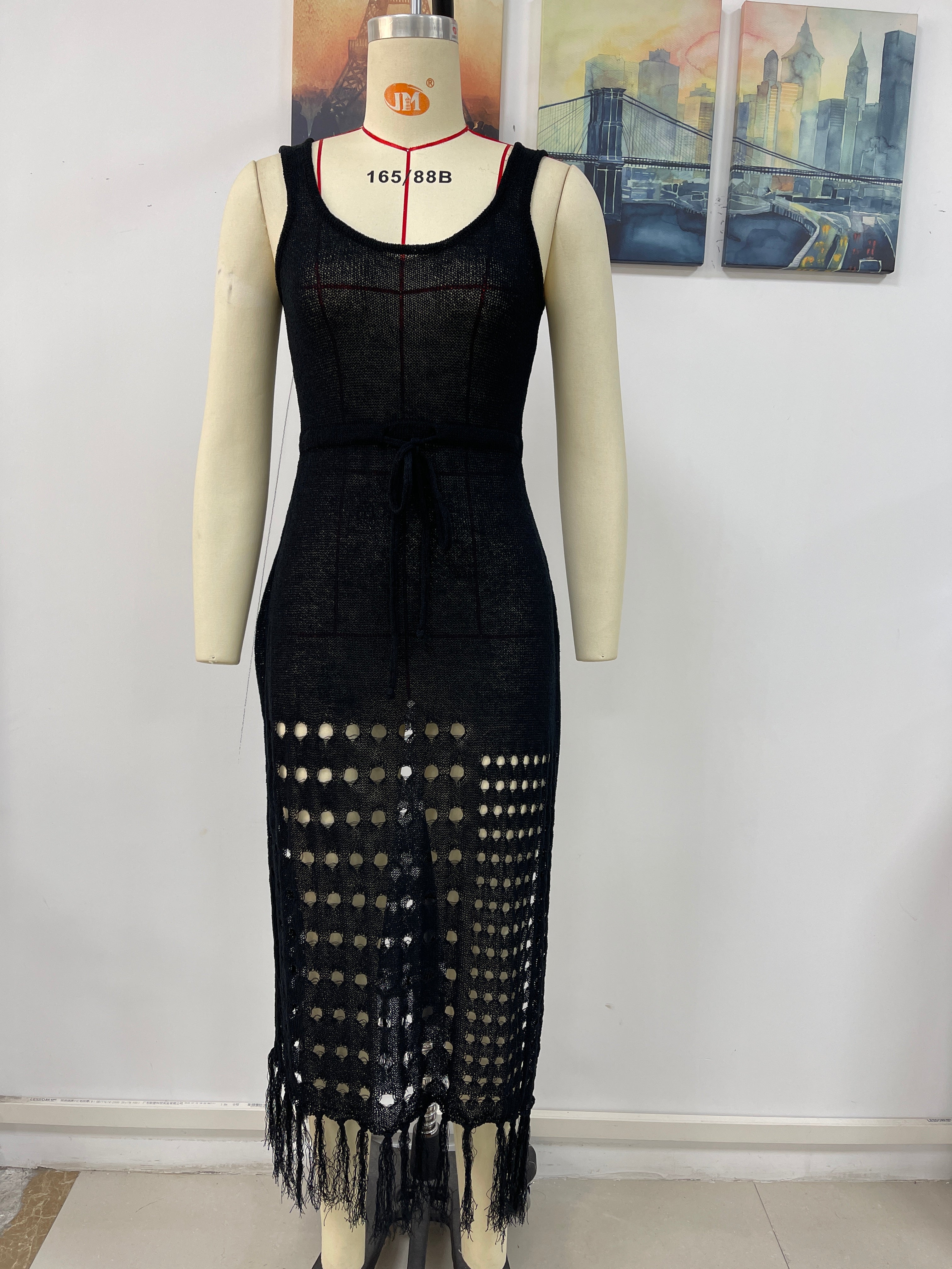 Spring Summer Knitted Hollow Out Cutout Sexy Loose Beach Cover Up Women Knitwear by Ragazza
