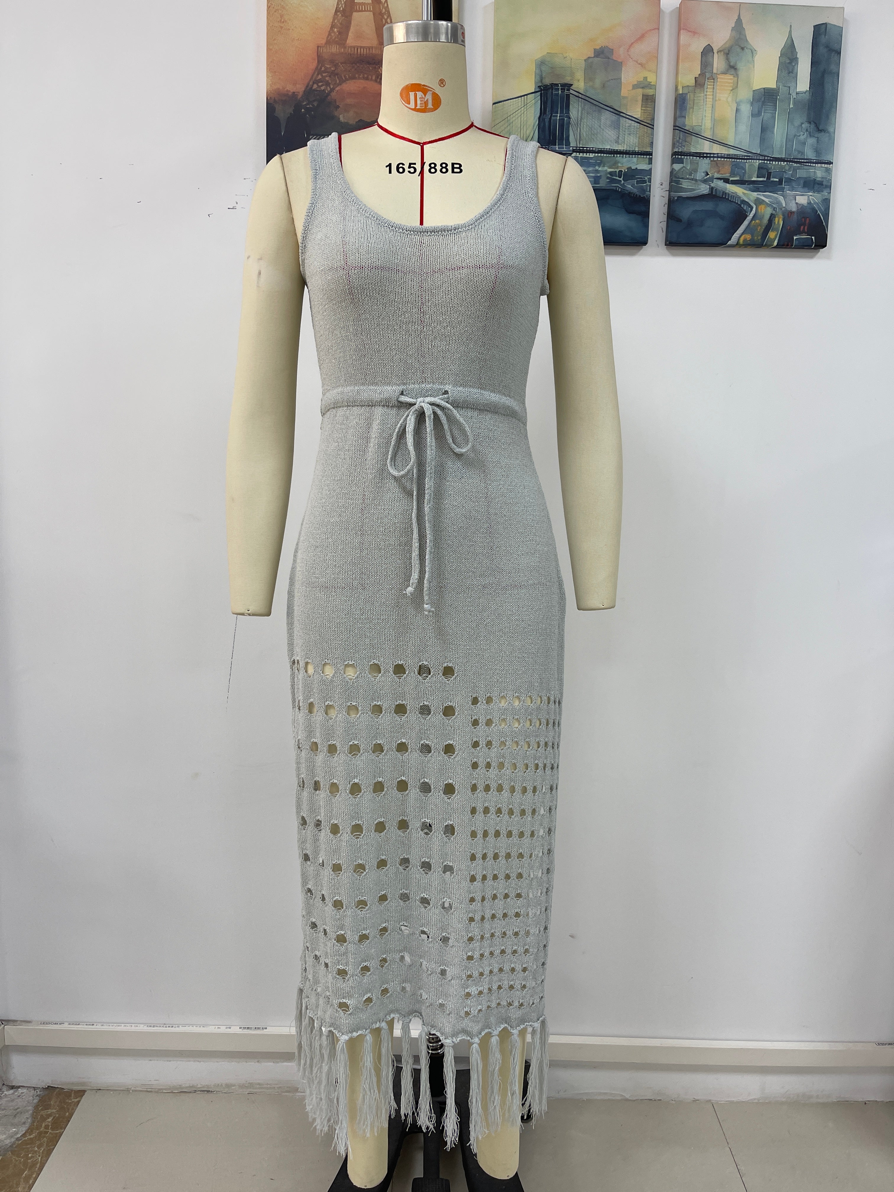 Spring Summer Knitted Hollow Out Cutout Sexy Loose Beach Cover Up Women Knitwear by Ragazza