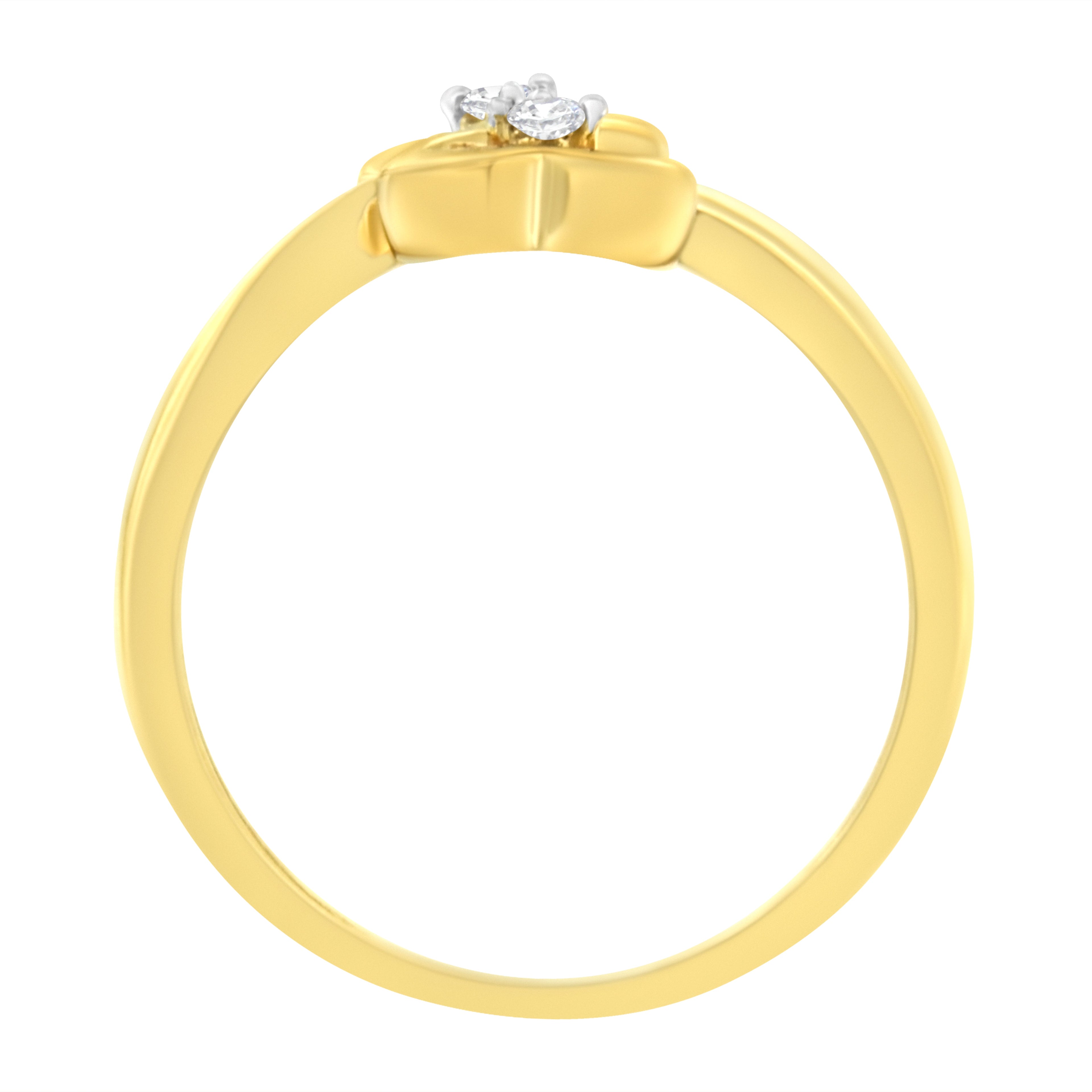 14KT Yellow Gold 1/20 ctw. Dual Heart Diamond Ring (K-L, I1-I2) - Size 7 by Bids.com