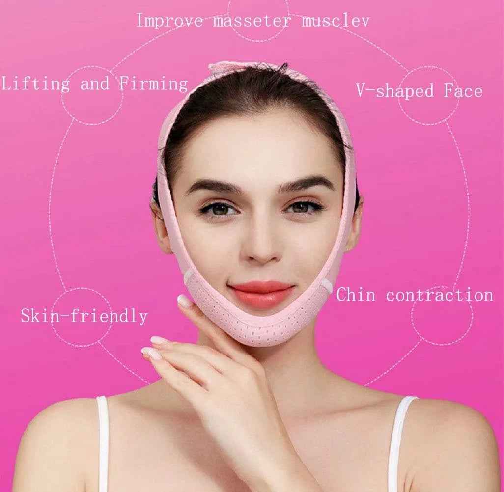 Reusable V Line Mask,V Shaped Face Mask for Sagging,Refined Jawline Support Strap,Adjustable Facial Slimming Strap,Chin up & Face Lifting Belt by Korean Skin Care
