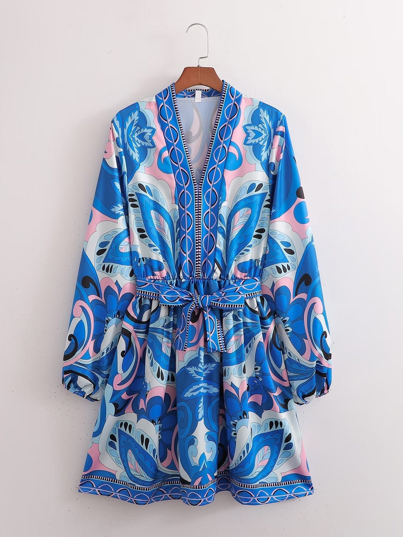 Autumn Women Clothing Long Sleeve V neck Positioning Floral Dress by Ragazza