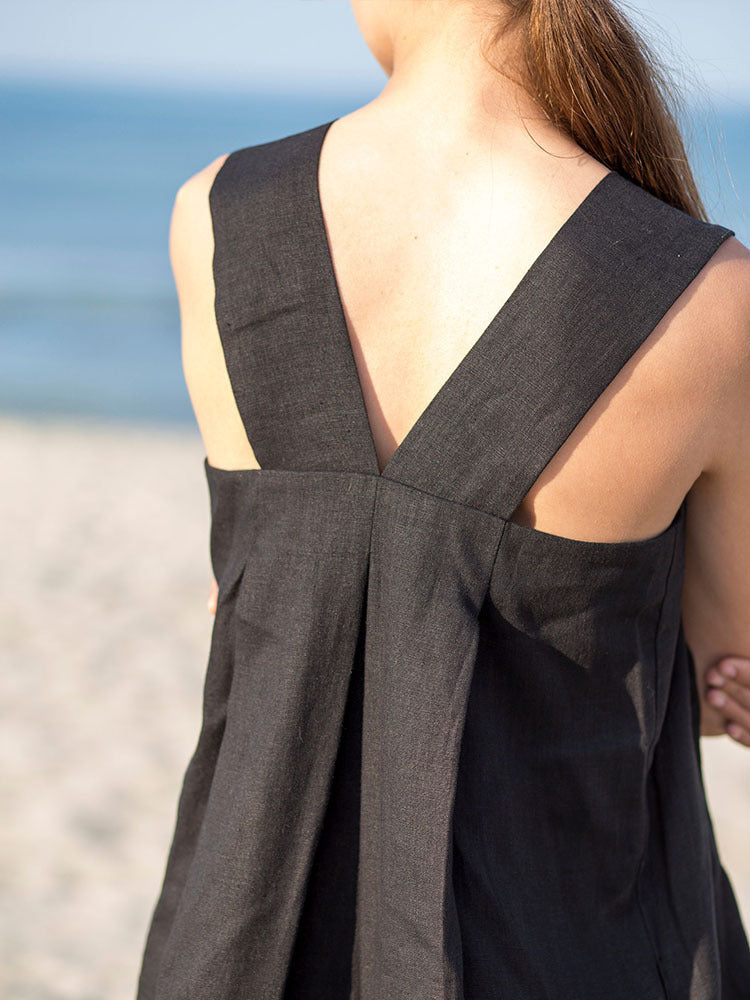 Ramie Sleeveless Maxi Dress Spring Summer French Design Loose Linen Cotton Linen Square Collar Cami Dress by Ragazza