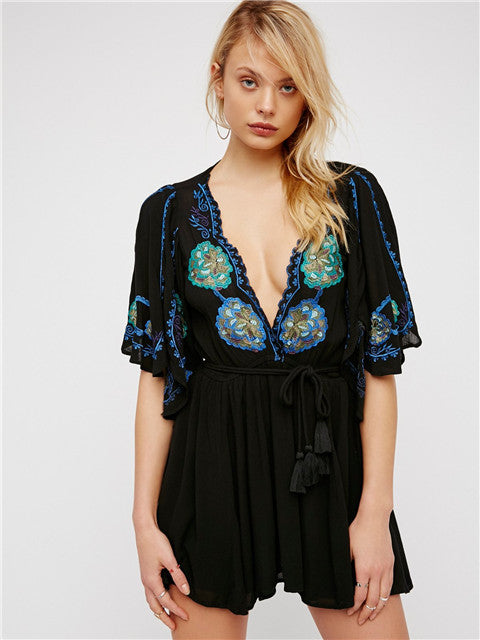 Women Spring and Summer Elegant Seaside Holiday Sexy Embroidered Dress by Ragazza