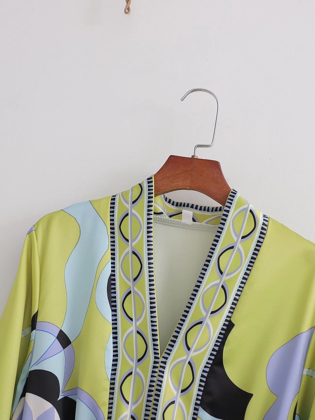 Women Clothing Summer Casual Collared Long Sleeve Printed Shirt Dress Lace-up Dress DestGlow