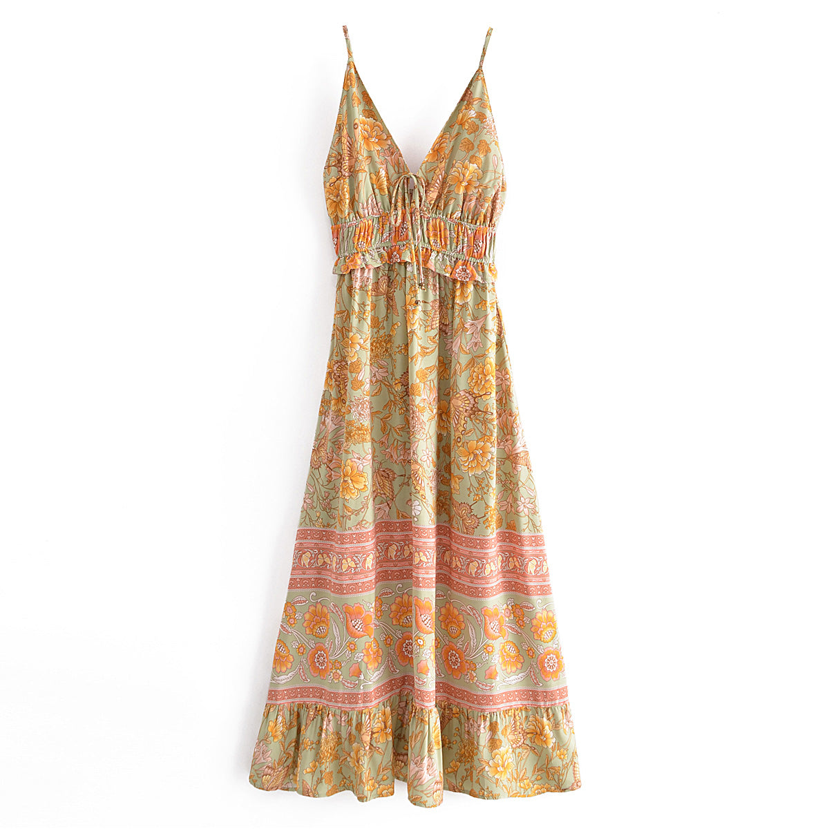 Spring Rayon Positioning Floral Flounce Tassel Dress by Ragazza