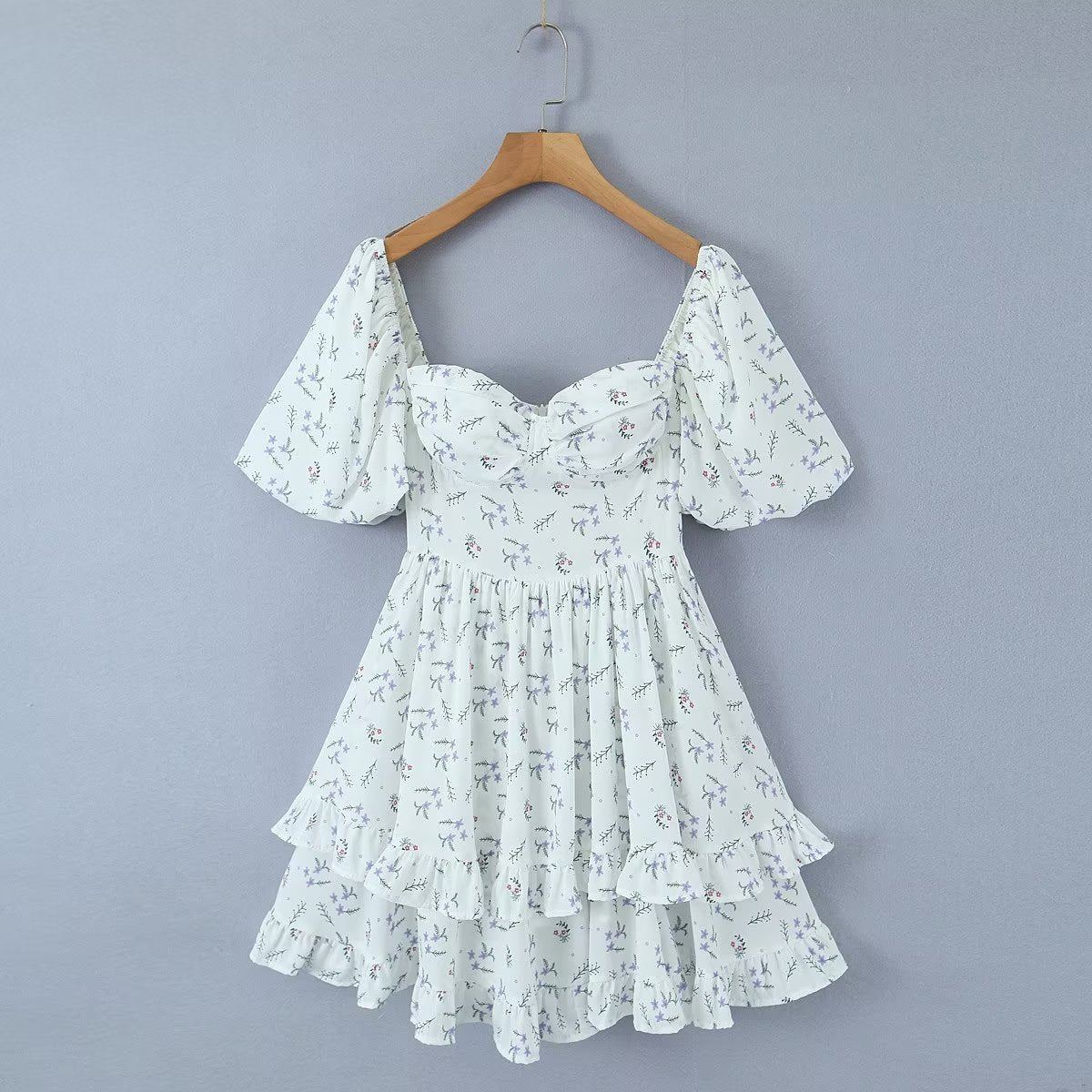 Women Dress Women Summer off Shoulder Square Collar Puff Sleeve Short Dress by Ragazza