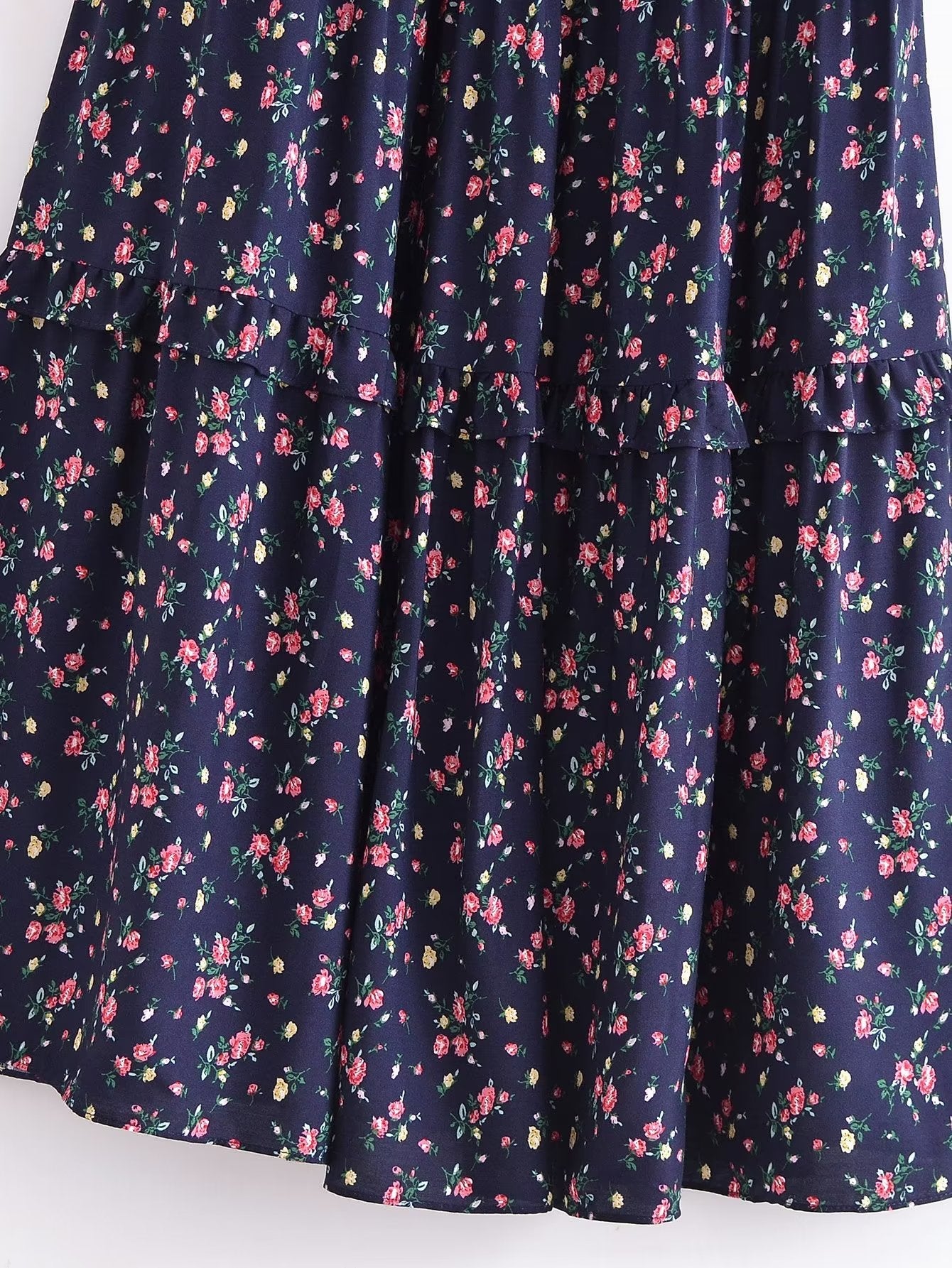 Autumn Women Clothing Printed Lace up Elastic Tiered Dress by Ragazza