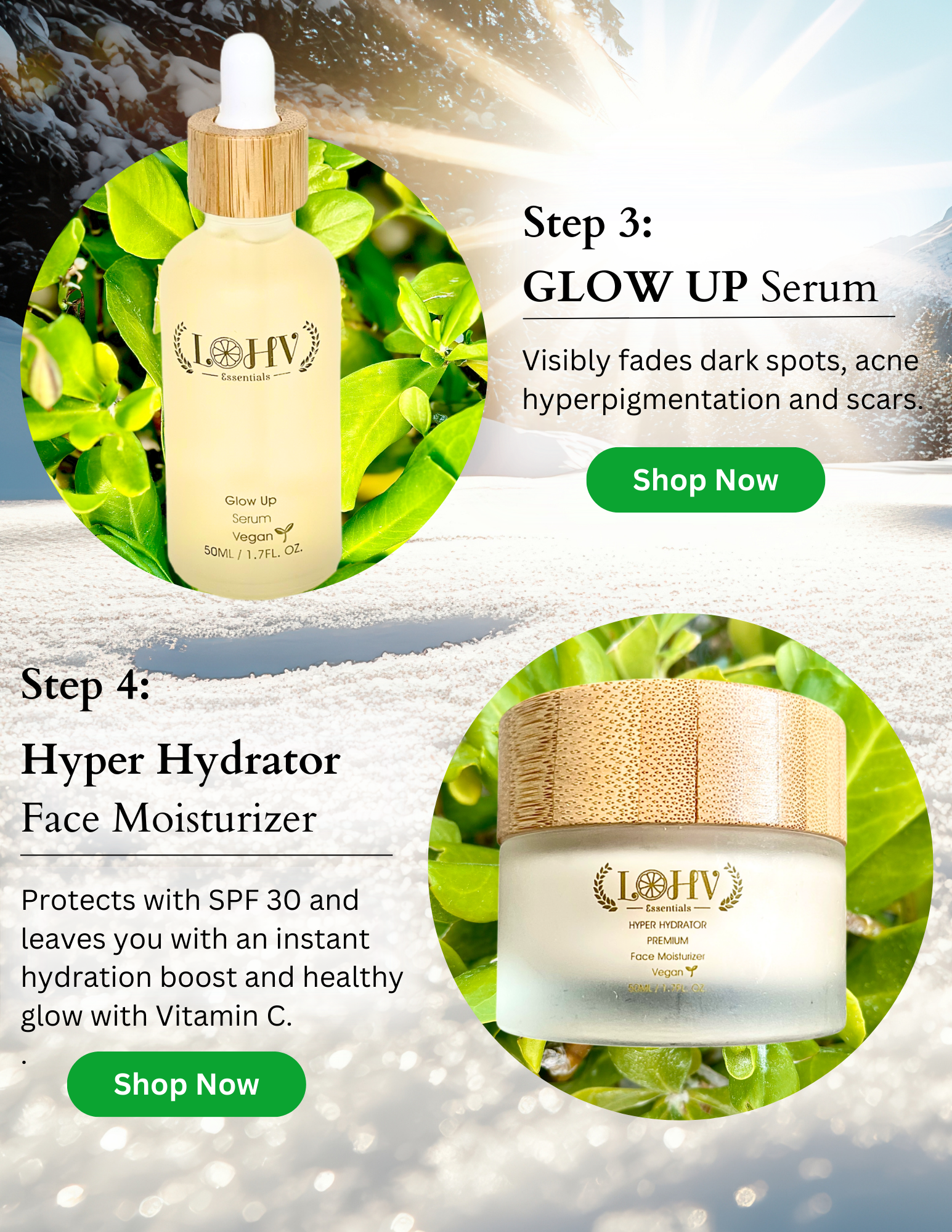 PREMIUM 100% VEGAN GLOW UP Toner Serum With Hyaluronic Acid + Niacinamide + Camellia Leaf + Vitamin E + Rose Water by LOHV ESSENTIALS