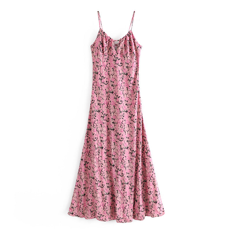 Sexy Niche Design Dress Pink Print Long Dress by Ragazza