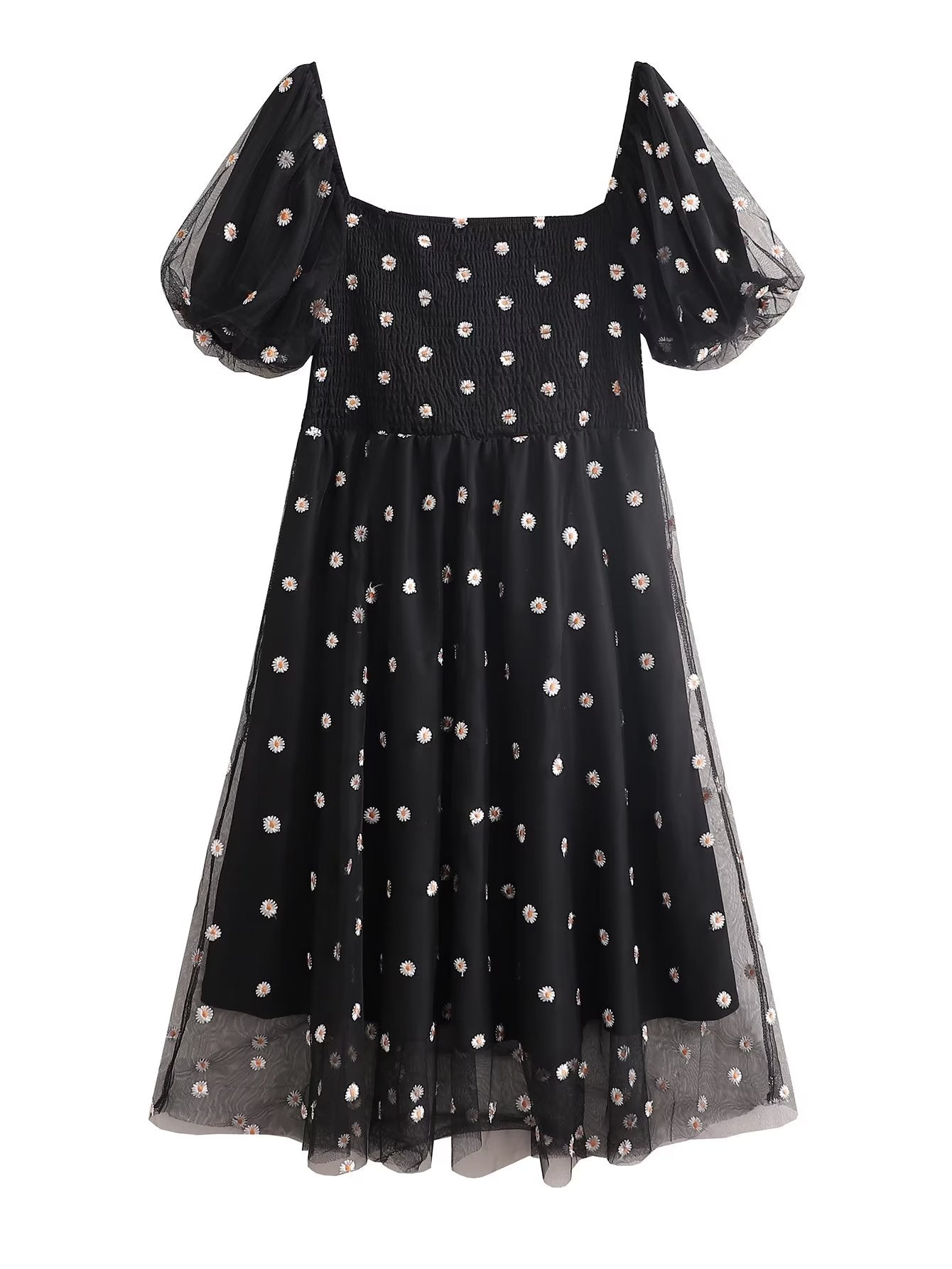 Women Black Loose Office Polka Midi Dress High Waist Dress DestGlow