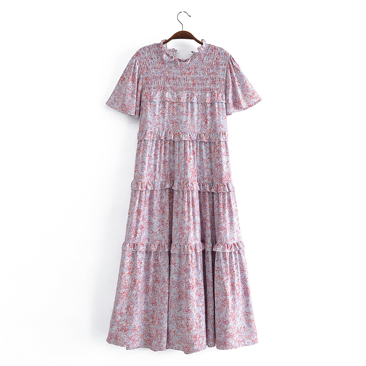 Autumn Women Printed Lace up Elastic Tiered Dress by Ragazza