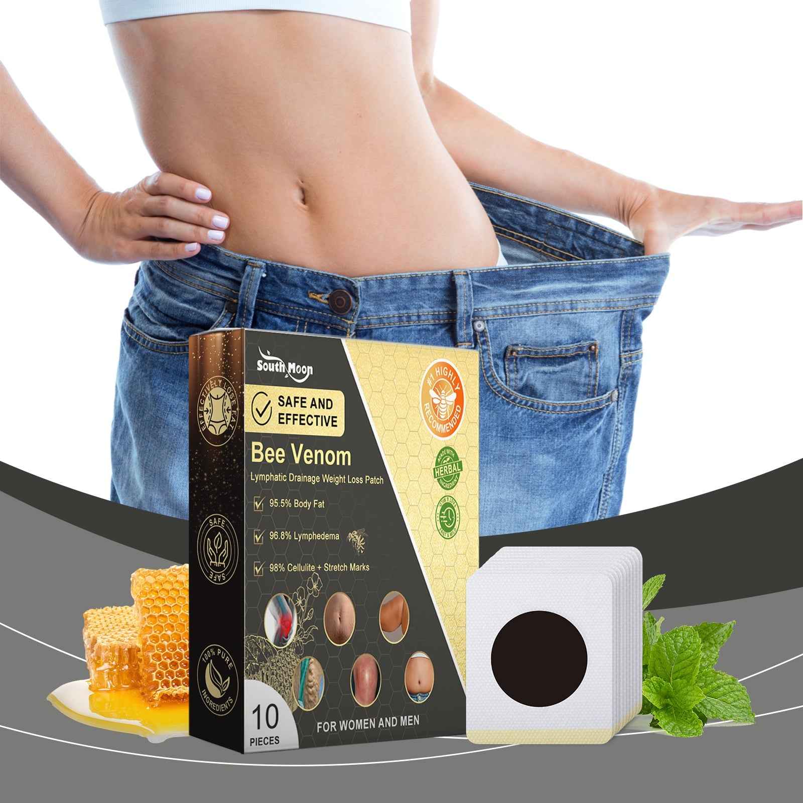 Bee Venom Lymphatic Drainage Weight Loss Patch, Lymphatic Slimming Paste Shaping Slimming Digestion Health Vitality Detumescence Care Body Shaping Considerate