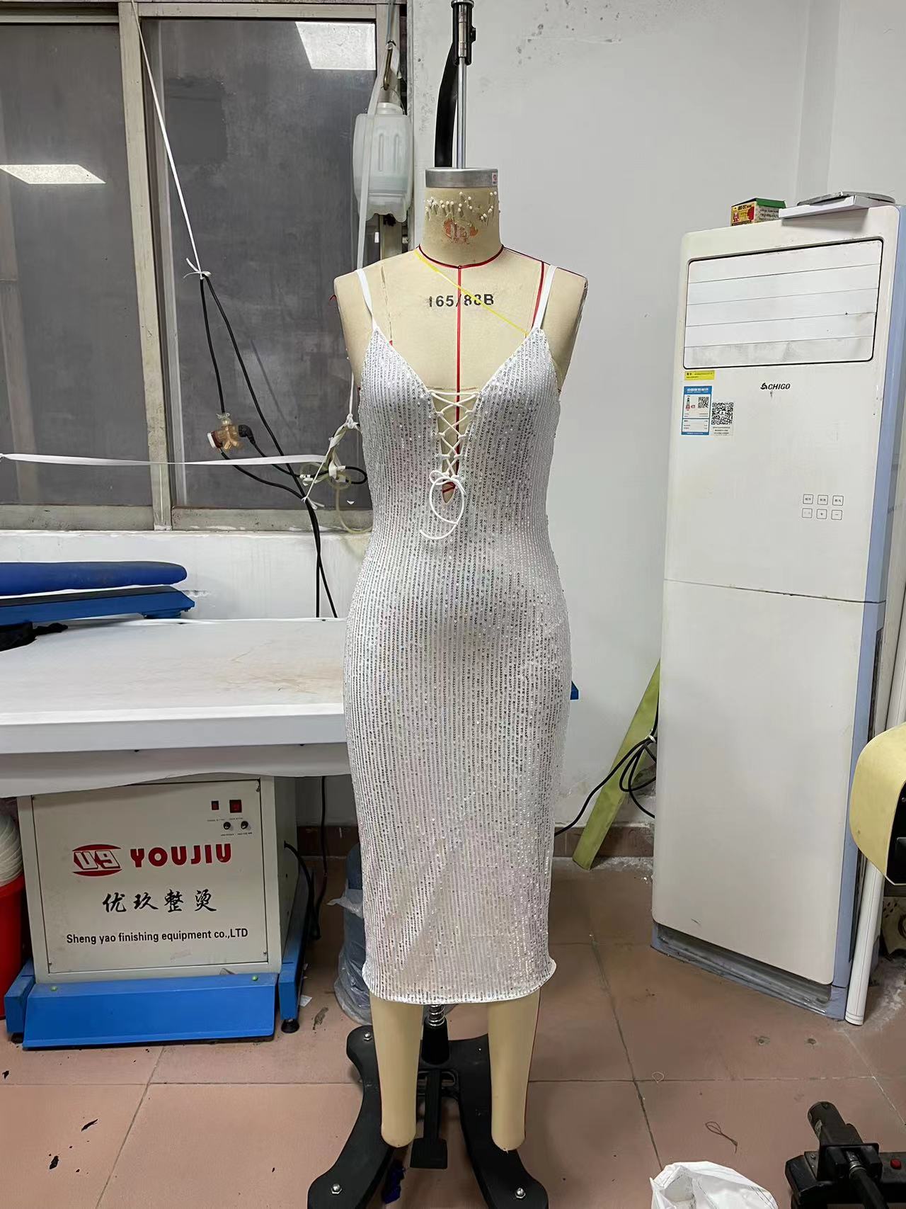 Spring Summer Women Clothing Sexy Camisole Gown Slim Hip Wrapped Mid Length Crisscross by Ragazza
