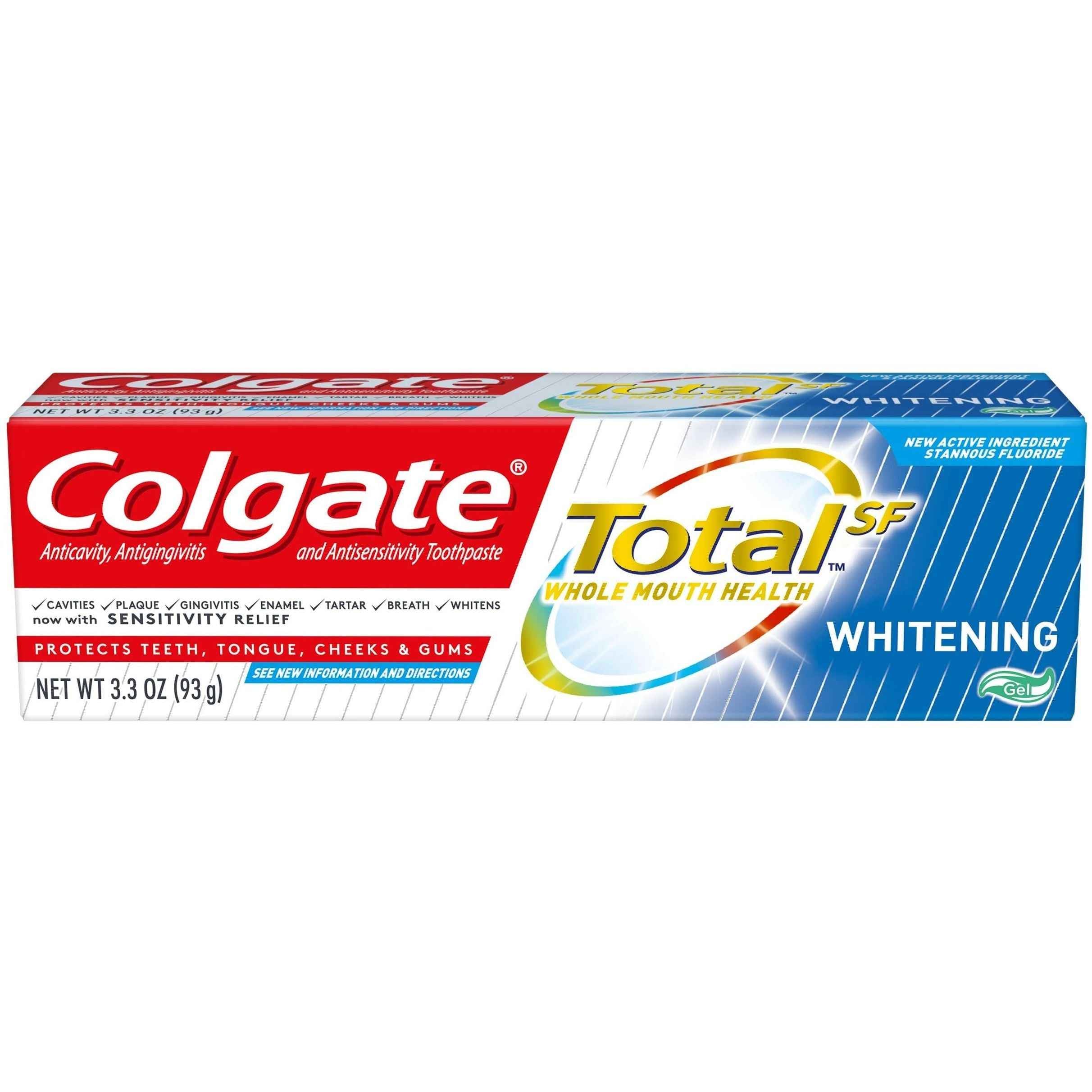 Colgate Total Whitening Toothpaste Gel, Mint, 3.3 Oz
