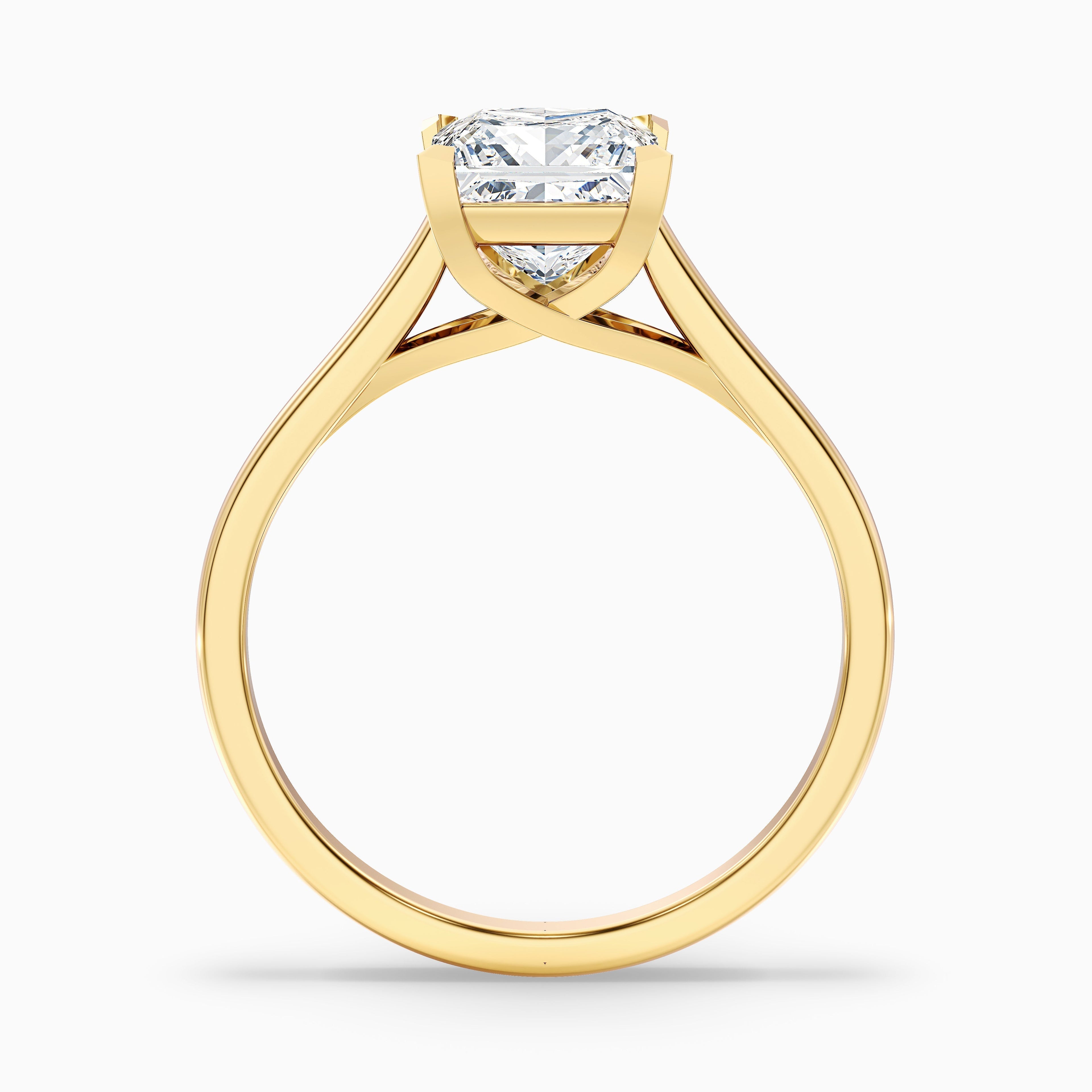 Amaya 4 Carat Princess Cut Solitaire Lab Grown Diamond Ring in 10k Yellow Gold DestGlow