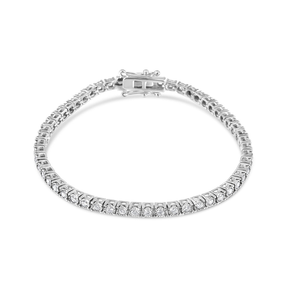 14K White Gold 2.0 Cttw Miracle Set Round-Cut Lab Grown Diamond Illusion 7" Tennis Bracelet (F-G Color, VS2-SI1 Clarity) DestGlow