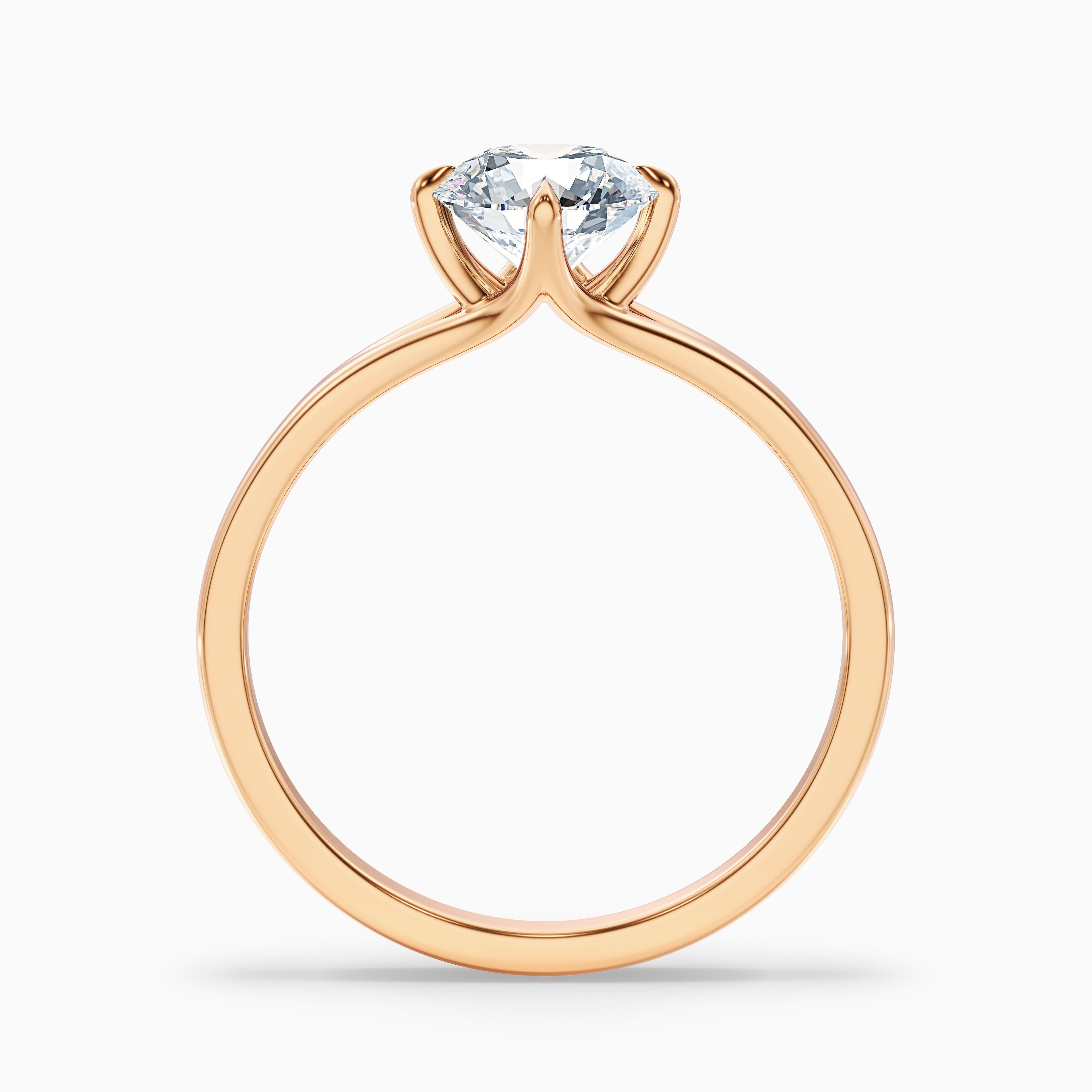 Nelli 5 Carat Round Cut Solitaire Lab Grown Diamond Ring in 18k Rose Gold