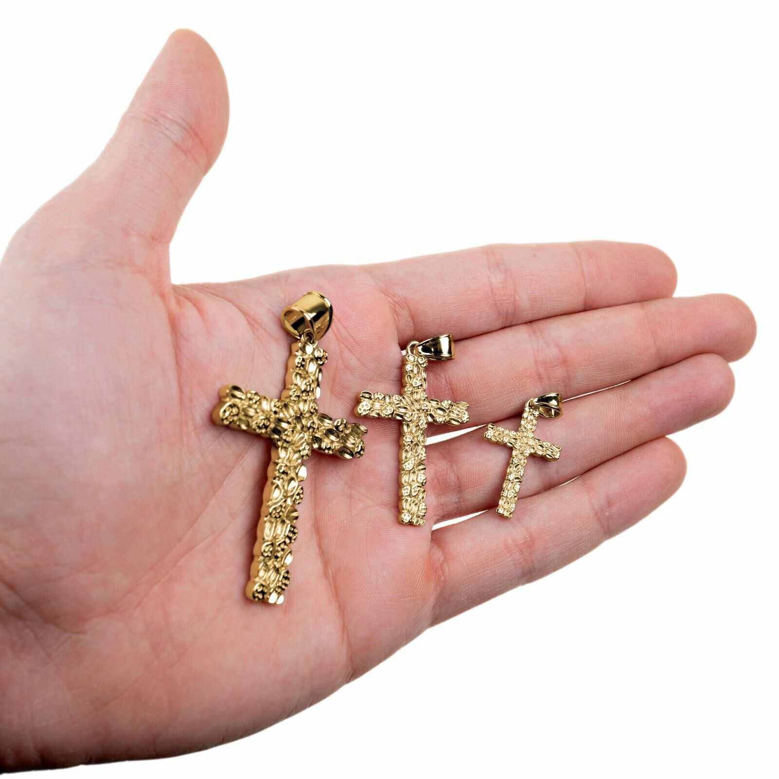 Nugget Cross Pendant in 925 Sterling Silver 14K Gold