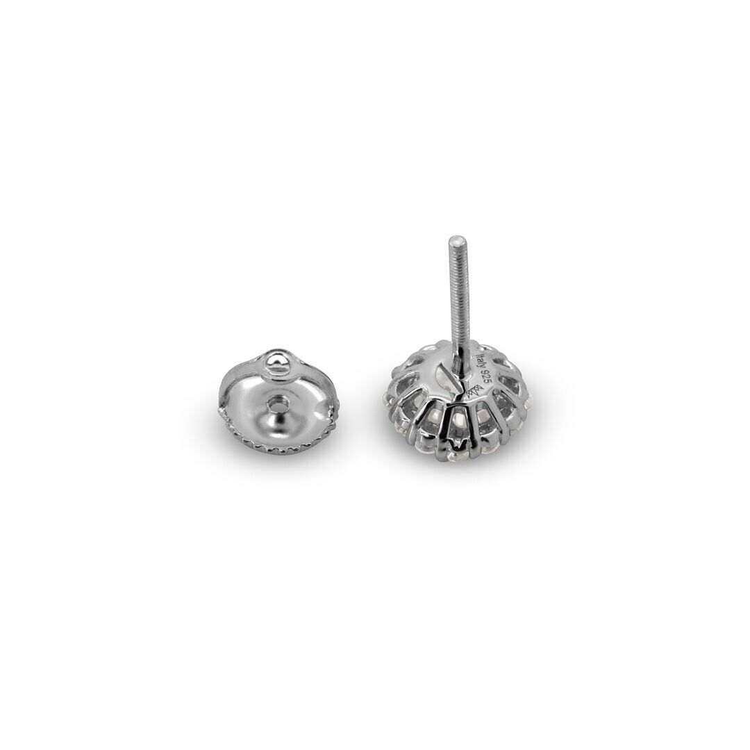 Stud Mens Earrings - Solid 925 Sterling Silver Screw Back