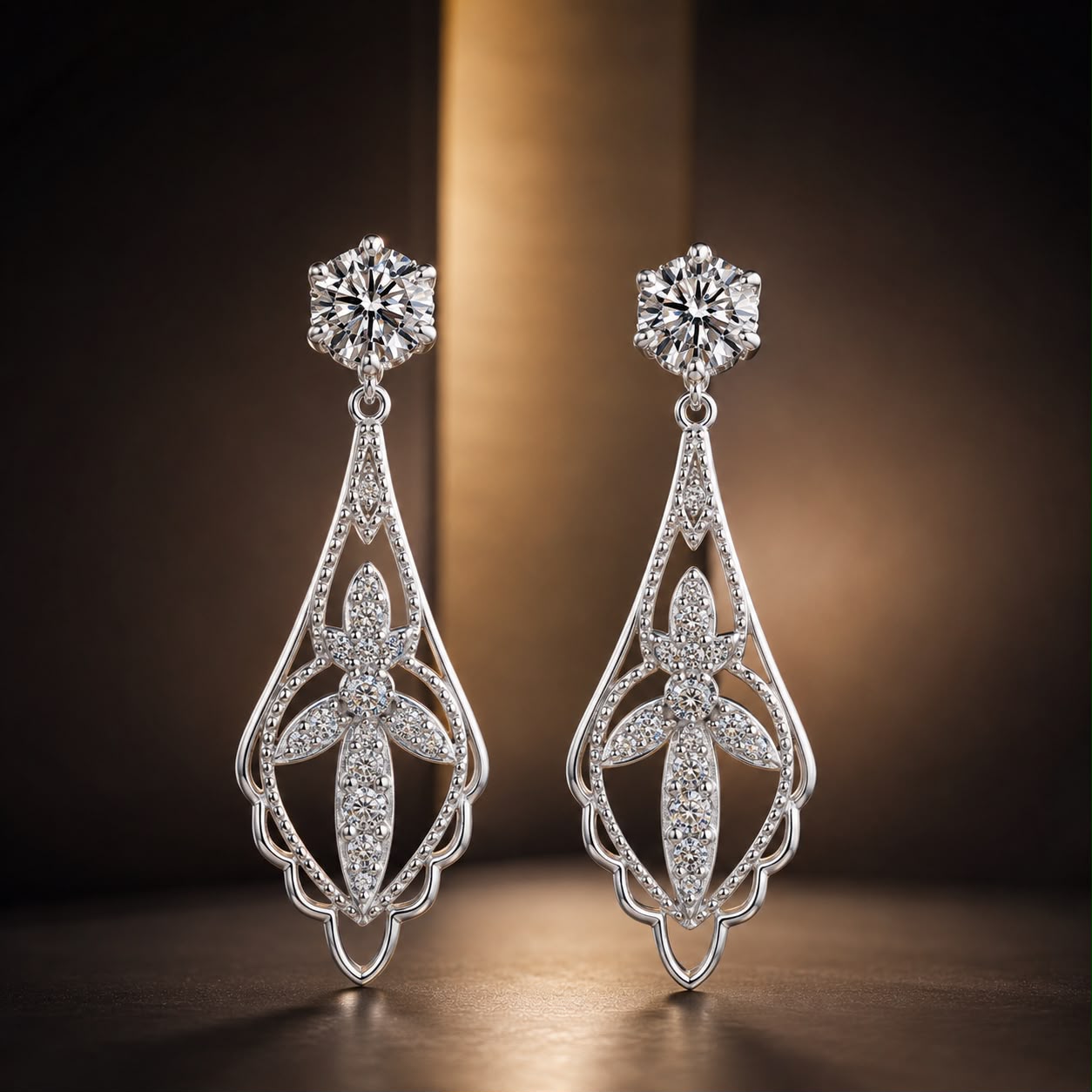 925 Sterling Silver 0.50 Carat Moissanite Earrings with White Gold Plating for Women DestGlow