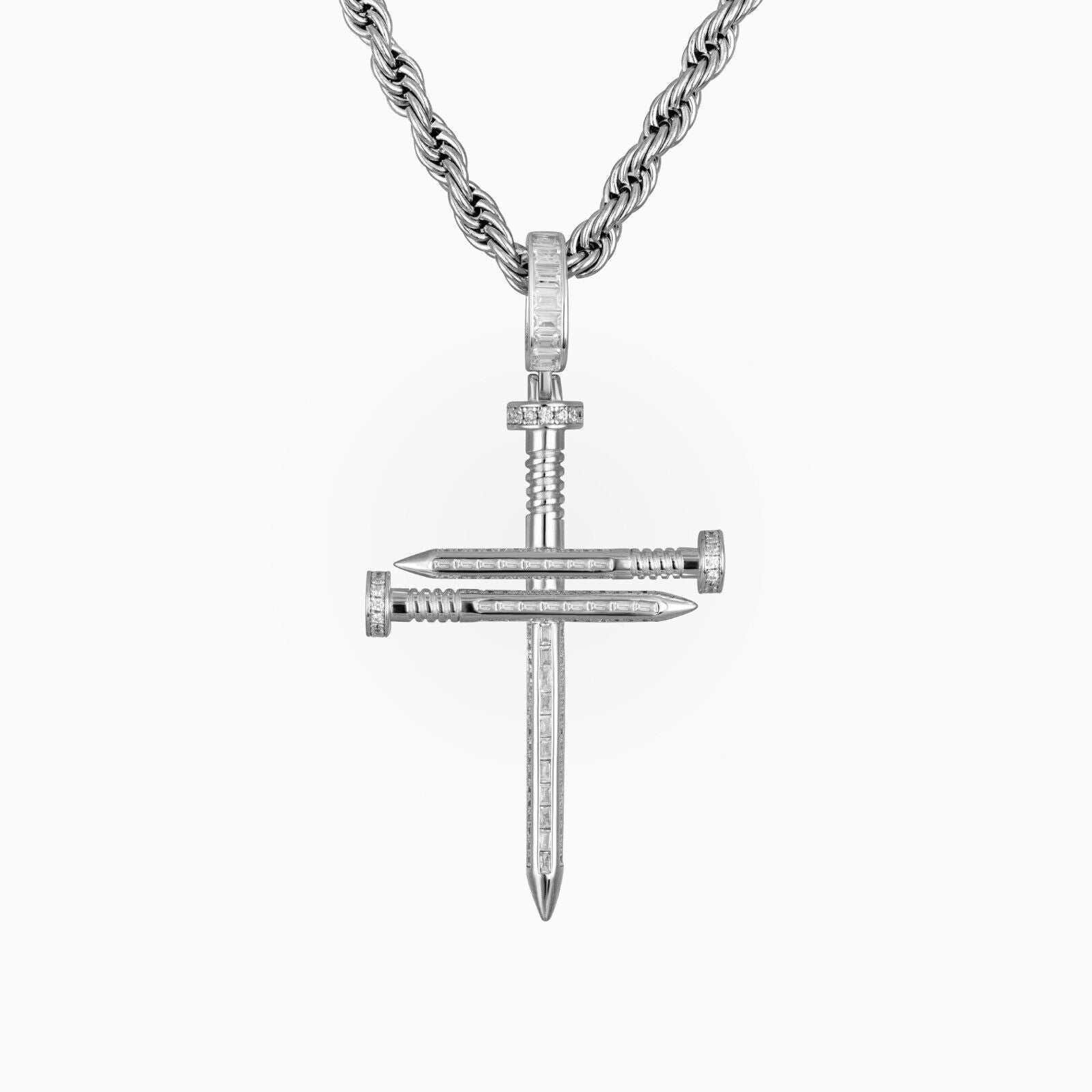 Nail Cross Pendant in 925 Sterling Silver