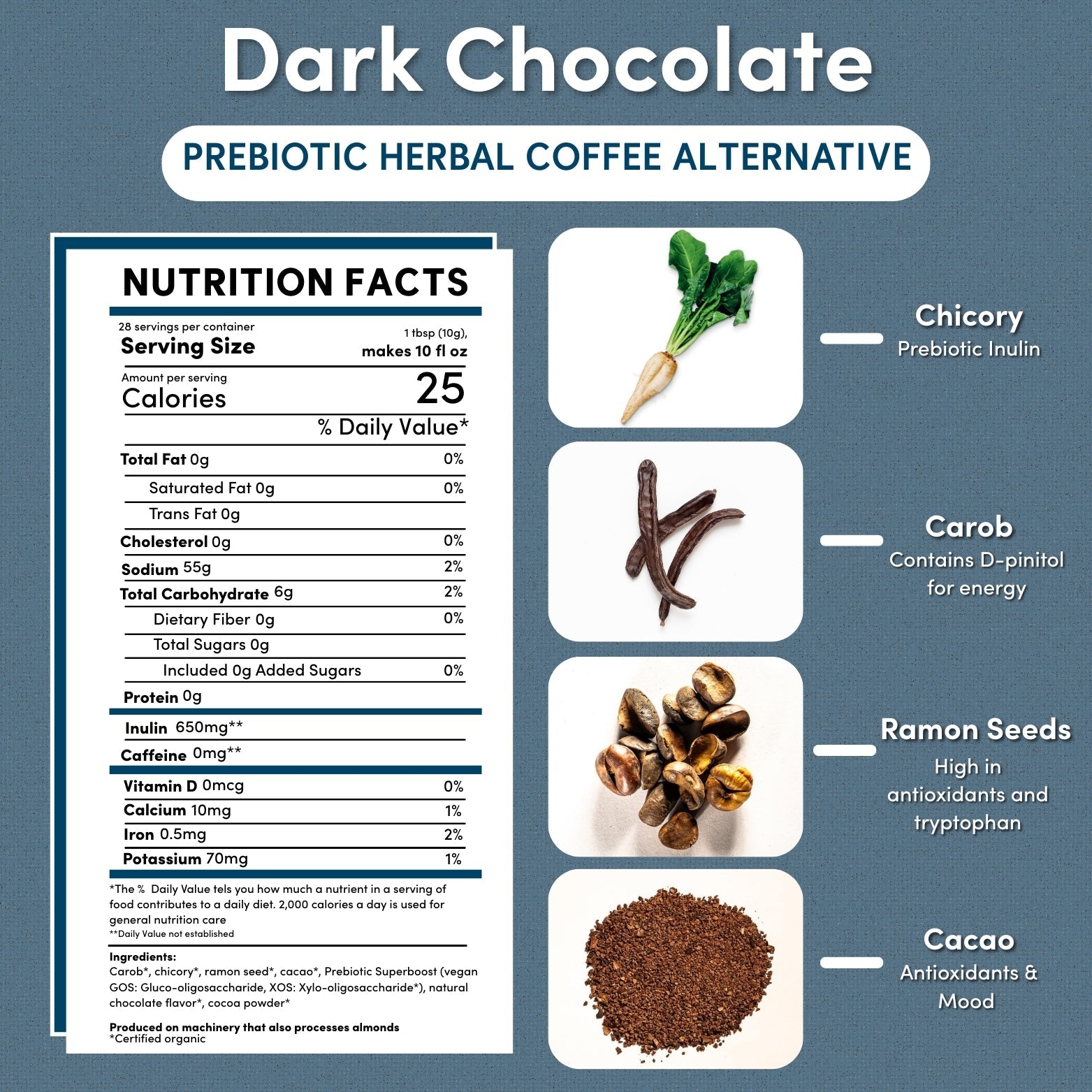 Dark Chocolate Prebiotic SuperBoost Herbal Coffee
