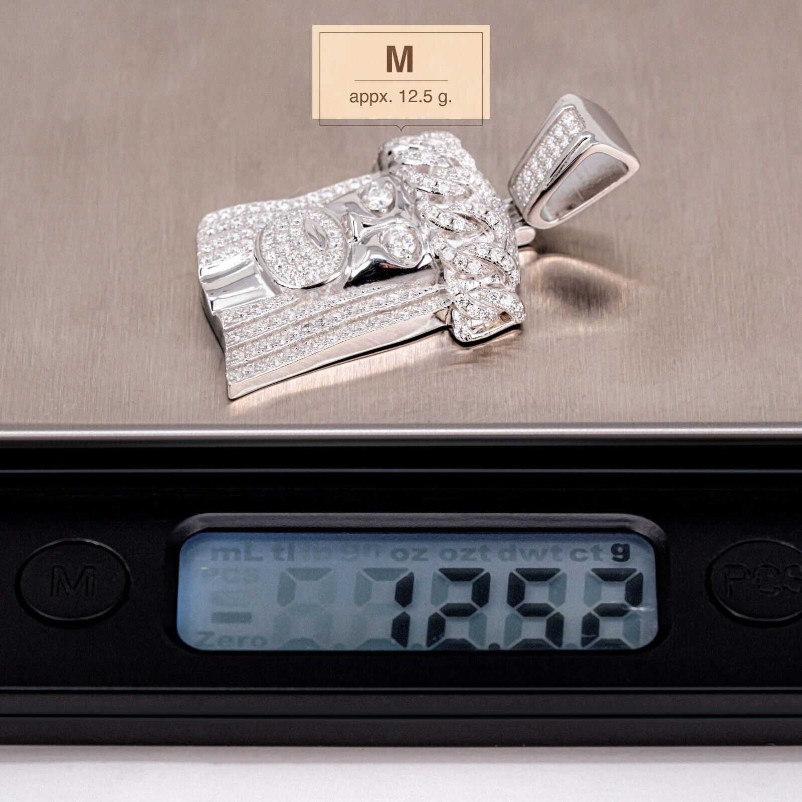 Unisex Moissanite Jesus Head Piece Pendant 3.3mm Rope Chain Necklace 925 Silver - DestGlow