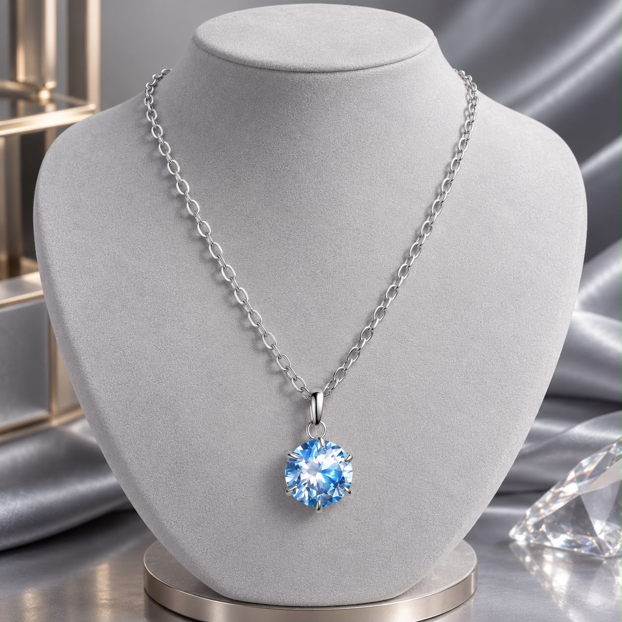 925 Sterling Silver Moissanite 6.5mm Diamond-like Pendant Necklace for Women DestGlow