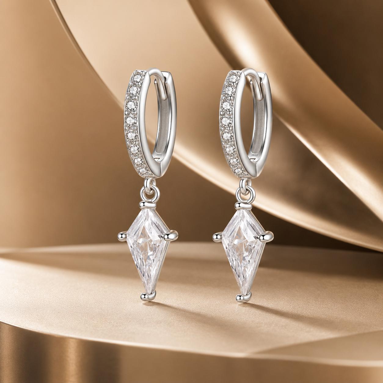 925 Sterling Silver White Gold Plated Earrings with CZ for Women DestGlow