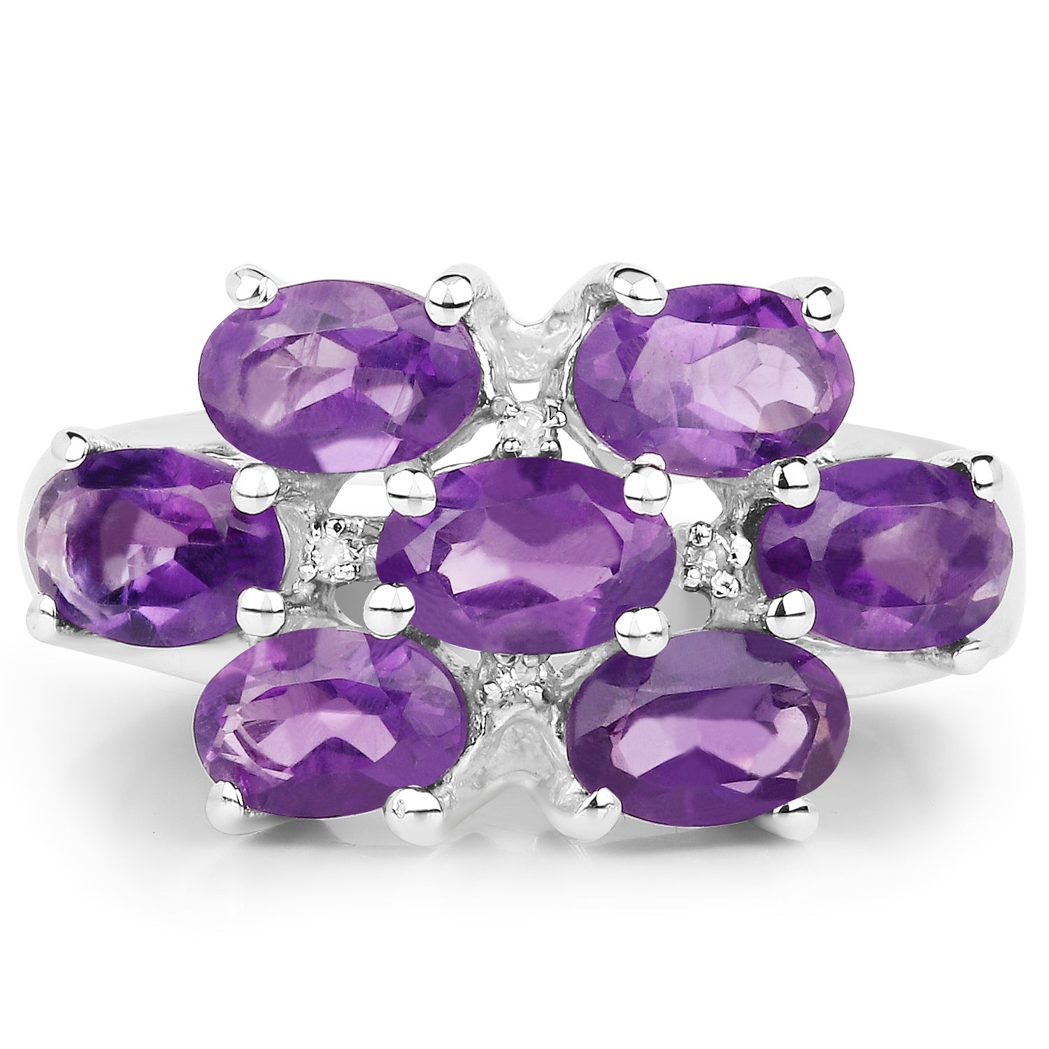 3.05 Carat Genuine Amethyst and White Topaz .925 Sterling Silver Ring by Bids.com