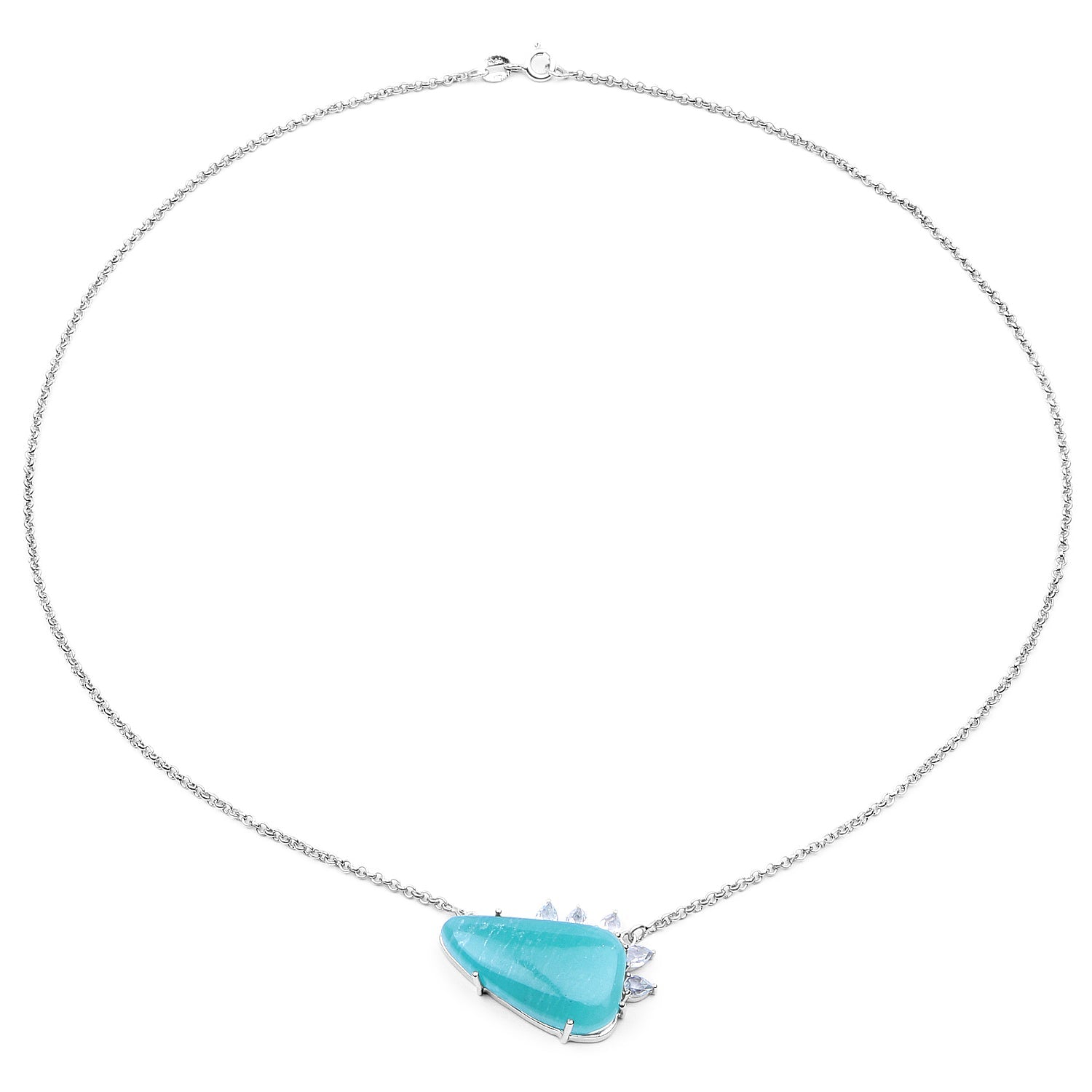13.41 Carat Genuine Amazonite And White Topaz .925 Sterling Silver Pendant by Bids.com