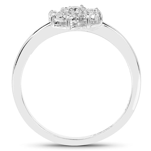 0.18 Carat Genuine White Diamond 14K White Gold Ring (E-F-G Color, SI Clarity) by Bids.com