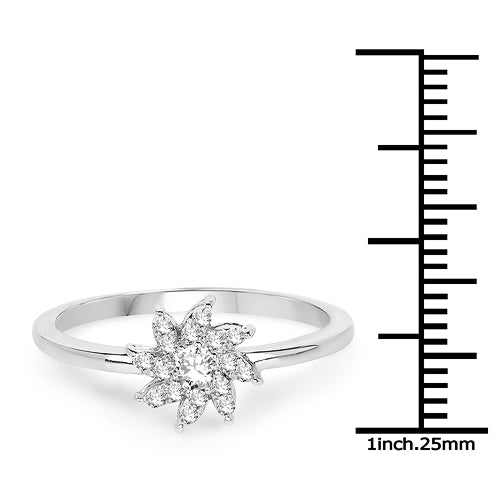 0.18 Carat Genuine White Diamond 14K White Gold Ring (E-F-G Color, SI Clarity) by Bids.com