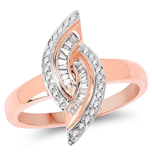 0.29 Carat Genuine White Diamond 14K Rose Gold Ring (E-F Color, SI1-SI2 Clarity) by Bids.com