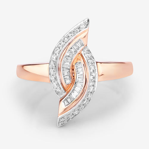 0.29 Carat Genuine White Diamond 14K Rose Gold Ring (E-F Color, SI1-SI2 Clarity) by Bids.com