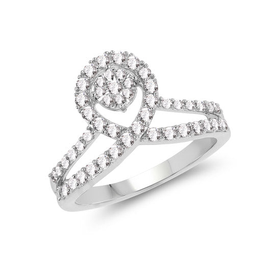 0.54 Carat Genuine White Diamond 14K White Gold Ring (G-H Color, SI1-SI2 Clarity) by Bids.com