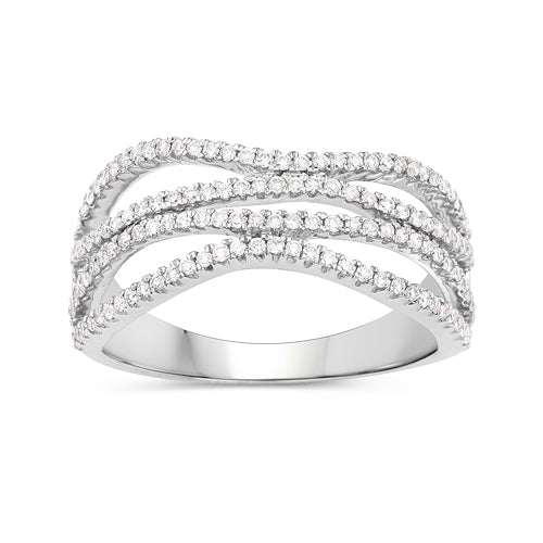 0.46 Carat Genuine White Diamond 14K White Gold Ring (F-G Color, SI Clarity) by Bids.com