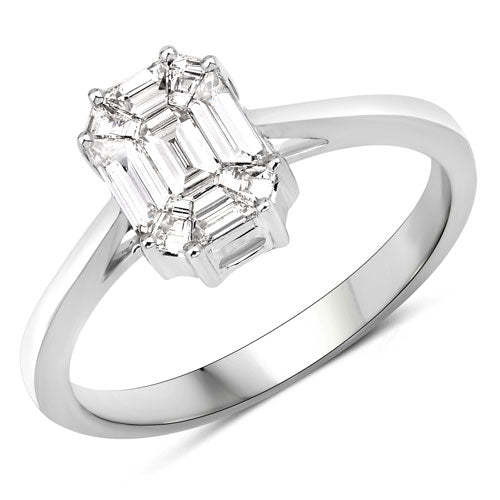 0.48 Carat Genuine White Diamond 18K White Gold Ring by Bids.com
