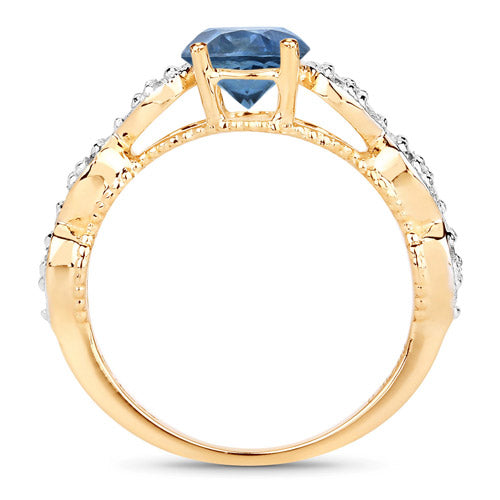 1.27 Carat Genuine Blue Sapphire and White Diamond 14K Yellow Gold Ring by Bids.com