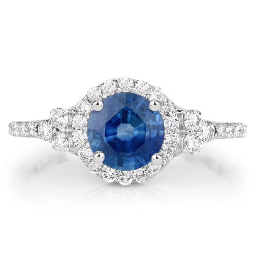1.34 Carat Genuine Blue Sapphire and White Diamond 14K White Gold Ring by Bids.com