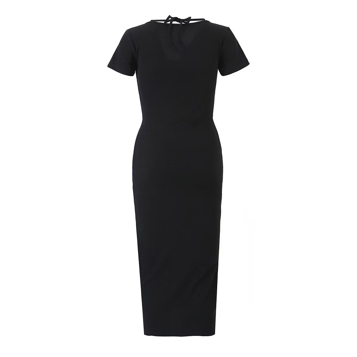 Sexy Pleated Side Split Dress Women Summer School Bag Buckle Faux Two Piece Halter Dress by Ragazza