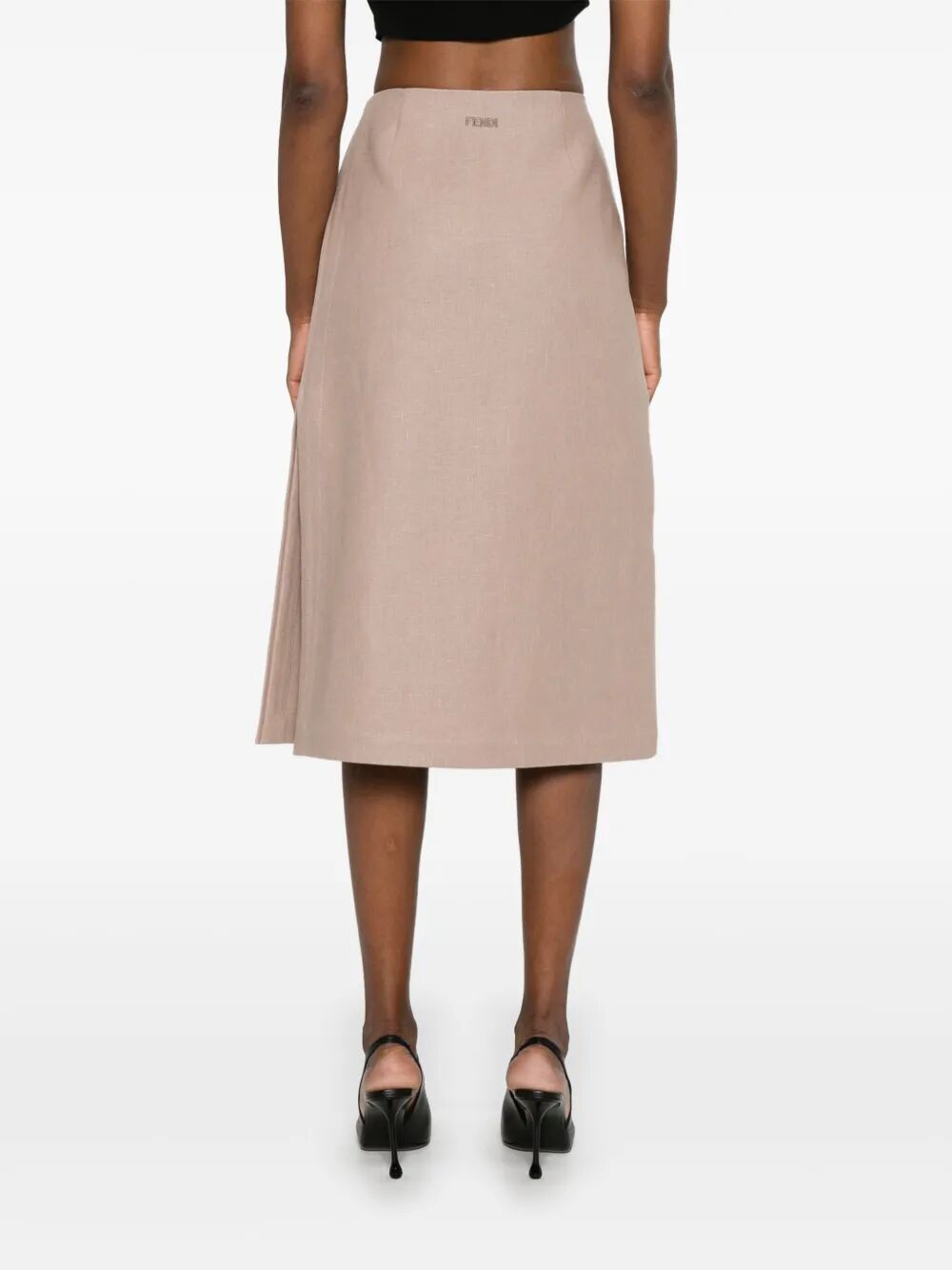 Fendi Women Waxed Linen Straight Midi Skirt by Luosophy